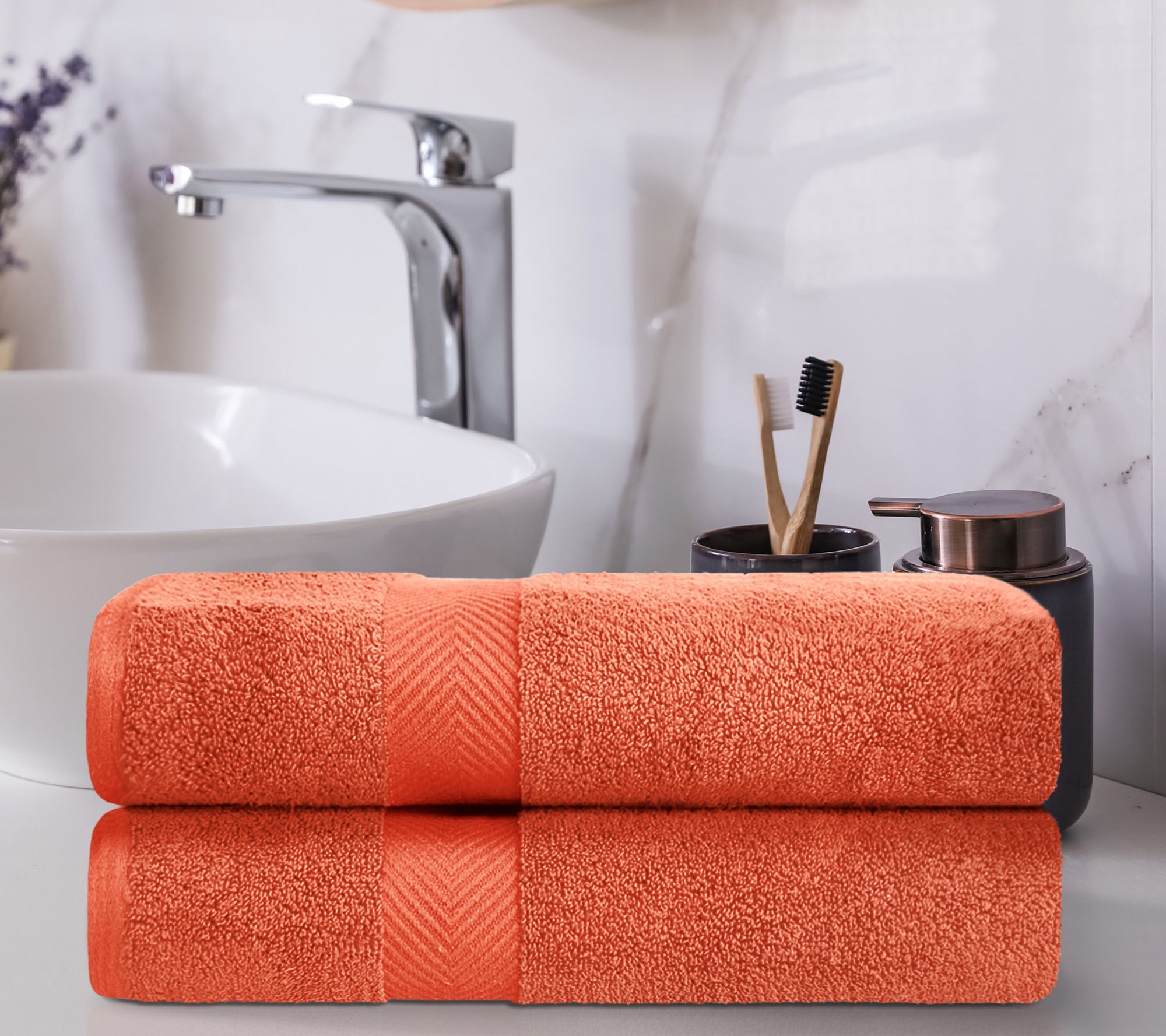 Superior Cotton 2-Piece Ultra Soft Zero-Twist Bath Towel Set