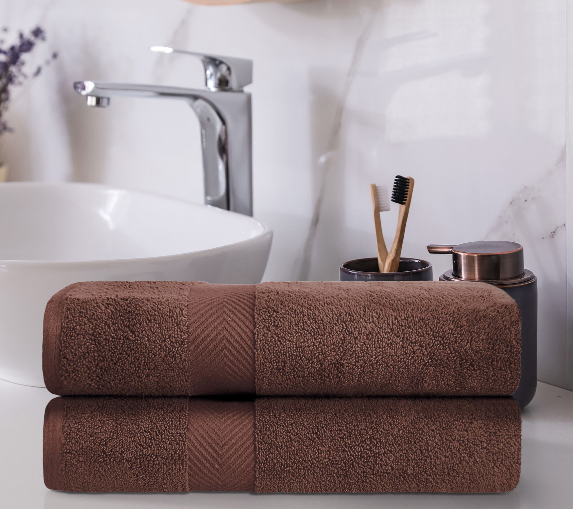 Superior Cotton 2-Piece Ultra Soft Zero-Twist Bath Towel Set