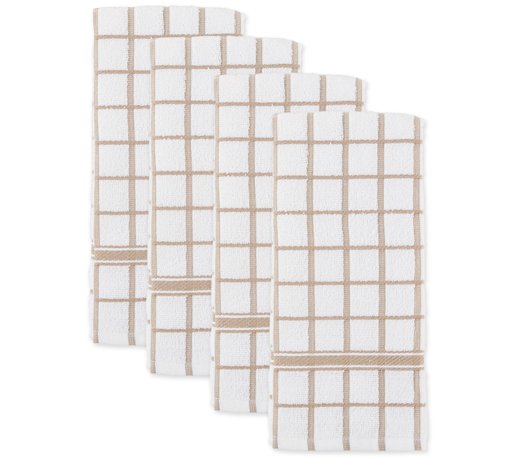 Design Imports Set of 4 Windowpane Terry Kitchen Towels
