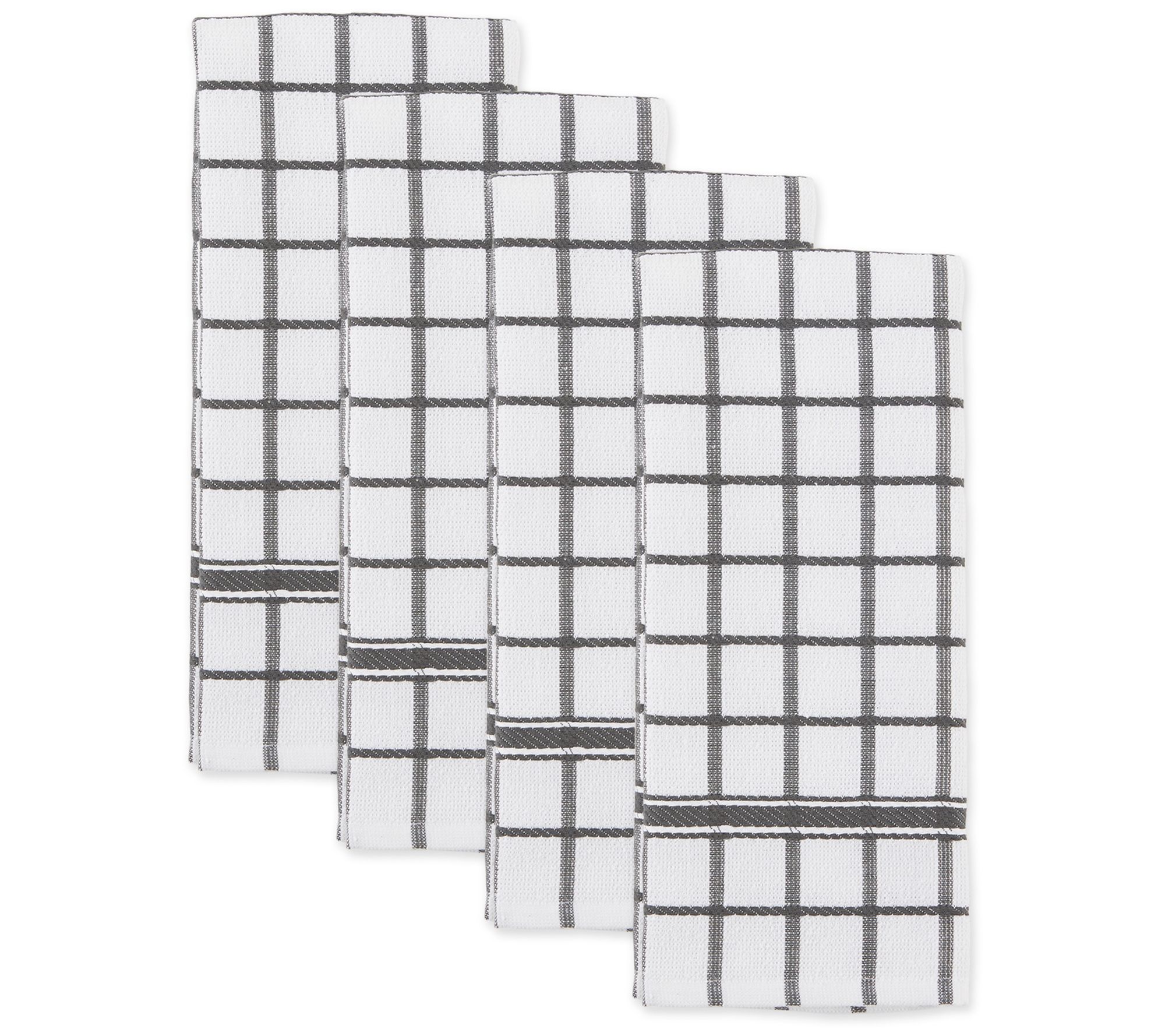 Design Imports Set of 4 Windowpane Terry Kitchen Towels