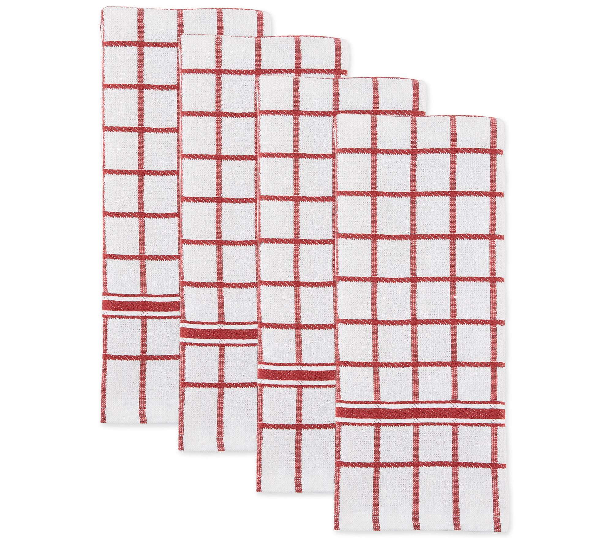 Design Imports Set of 4 Windowpane Terry Kitchen Towels