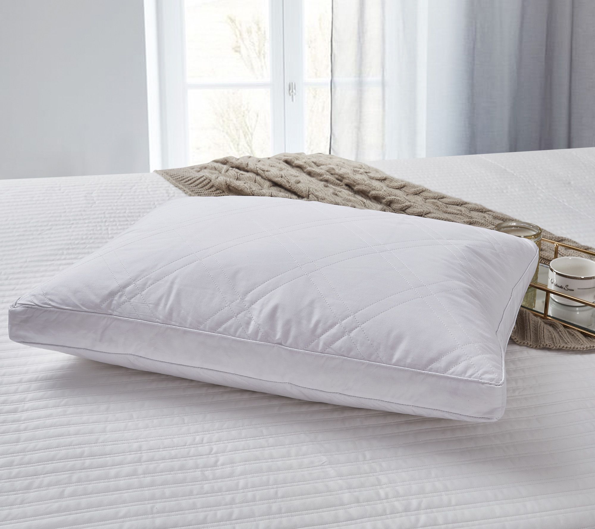 233TC Quilted White Goose Feather-Down Pillows(2-Pack) King - QVC.com