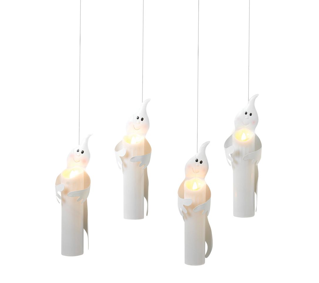 S/4 B/O Candles, White Metal Ghosts, Mid-Air by Gerson Co