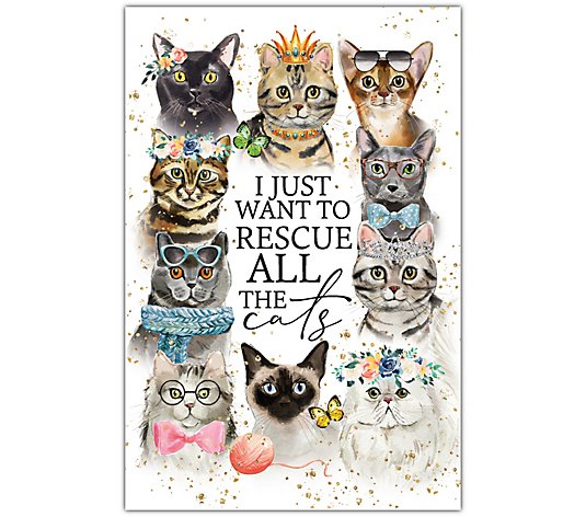 Dexsa I Just Want To Rescue The Cats Wood Plaque with Easel