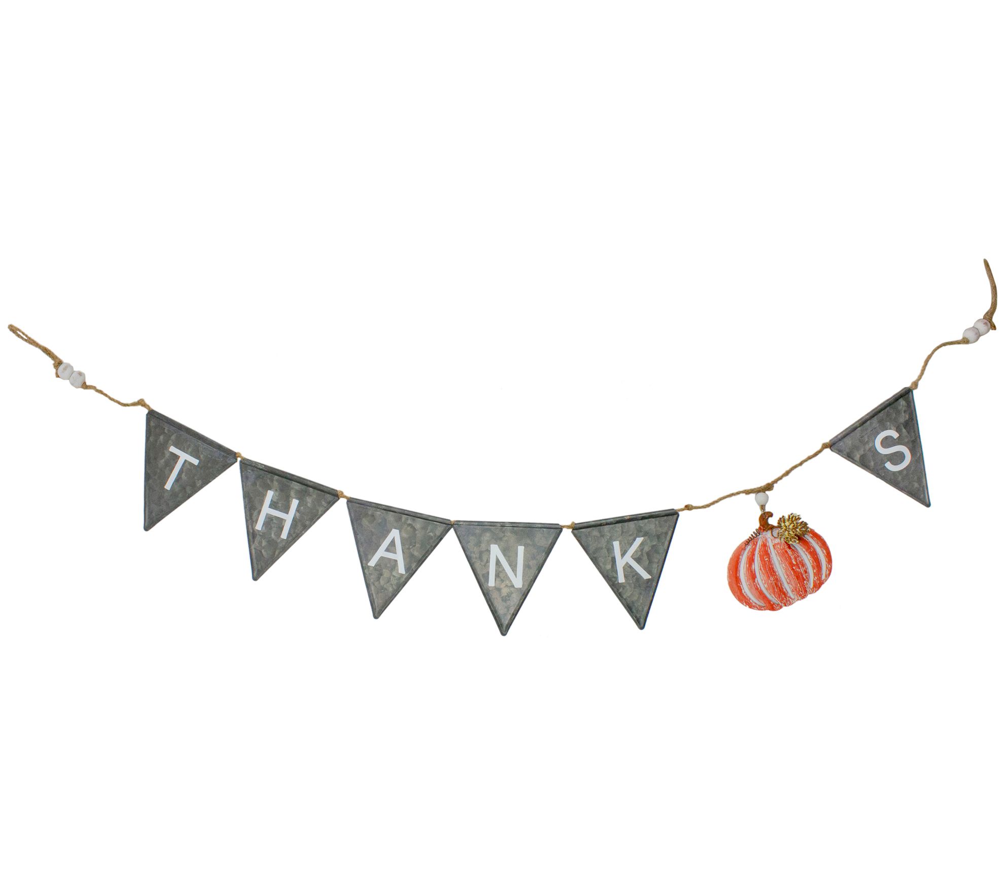 Northlight Metal Thanksgiving Banner on a Jute Cord