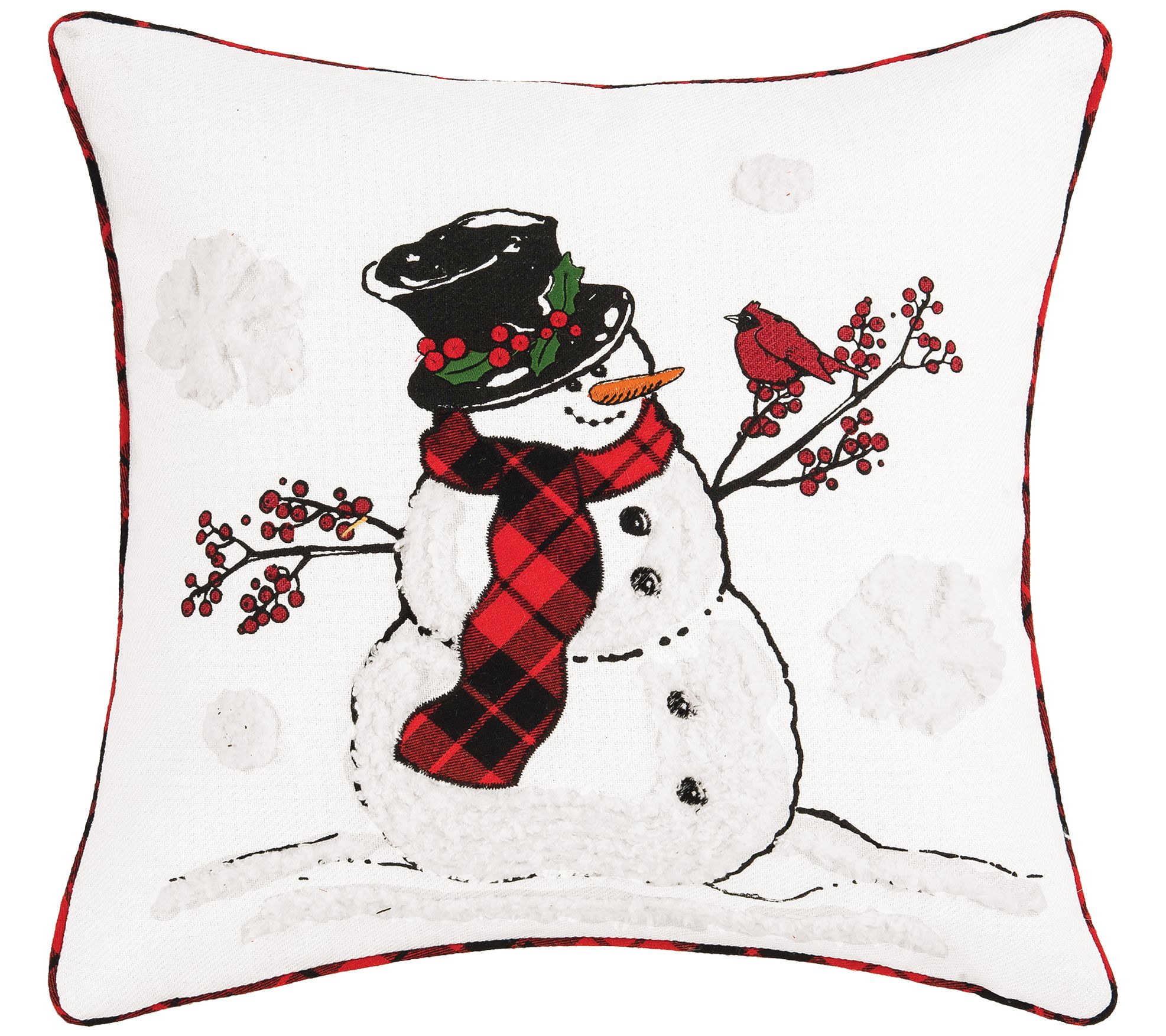 C&F Home 18" x 18" Snowman Cardinal Embroidered Throw Pillow