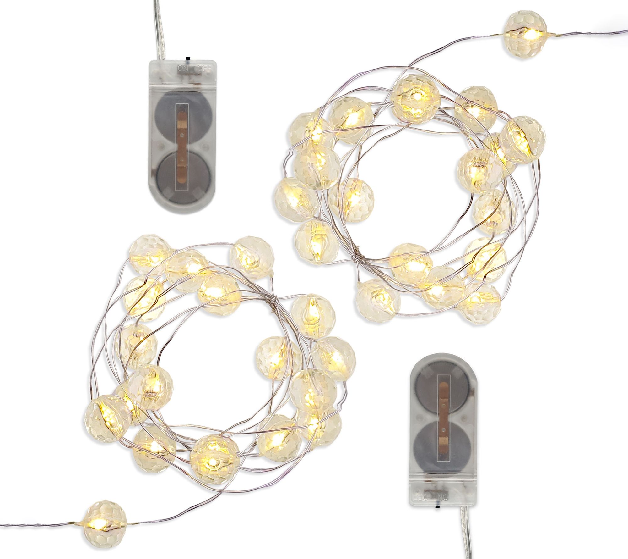 LumaBase Mini String Lights w/ Crystal Balls -et of 2