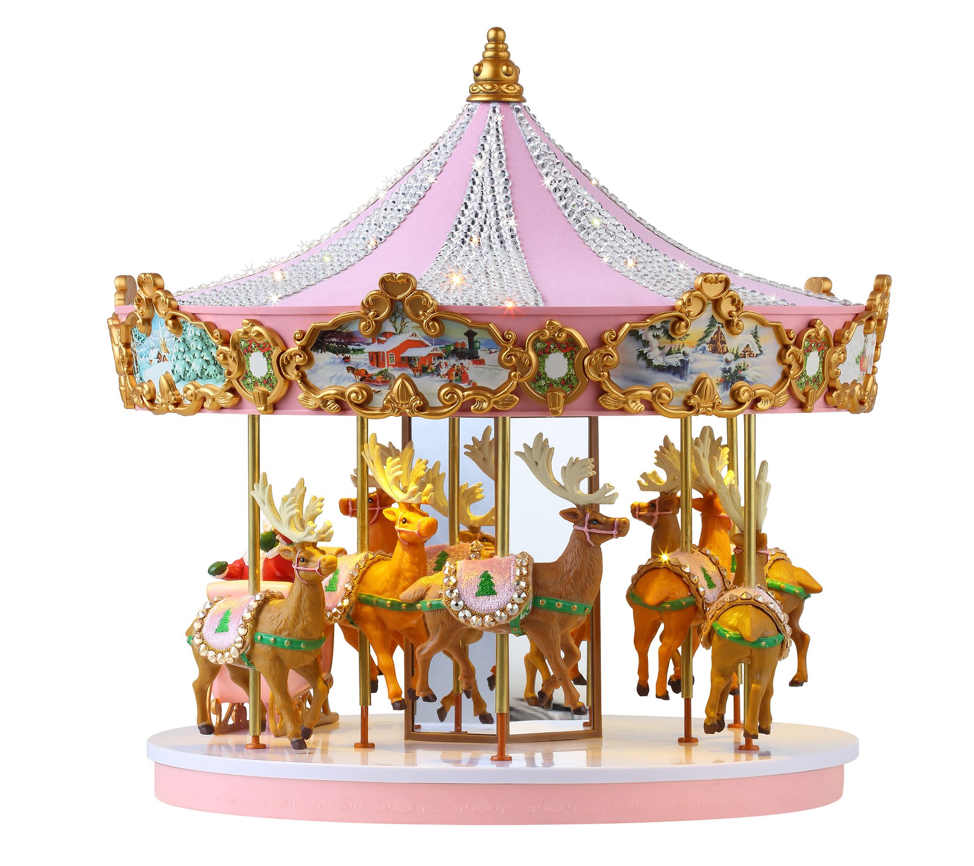 Mr. Christmas 1 2" Animated & M usical Pink Cry stal Carousel