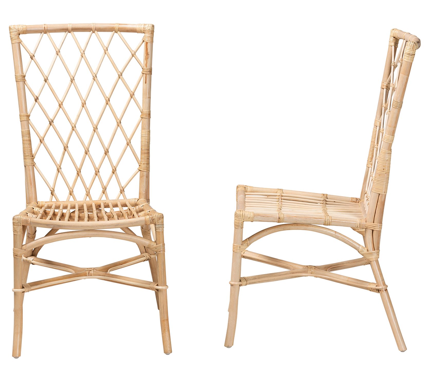 Baxton Studio Doria Natural Brown Rattan Dining Chair set of