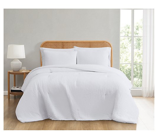 Truly Soft Textured Waffle Full/Queen 3 Piece Comforter Set