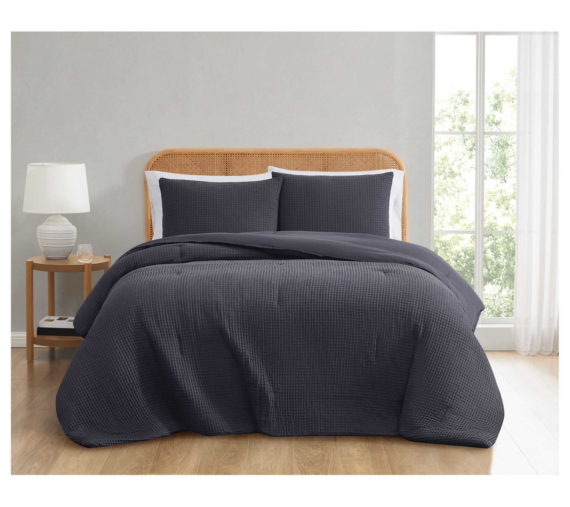 Truly Soft Textured Waffle Full/Queen 3 Piece Comforter Set