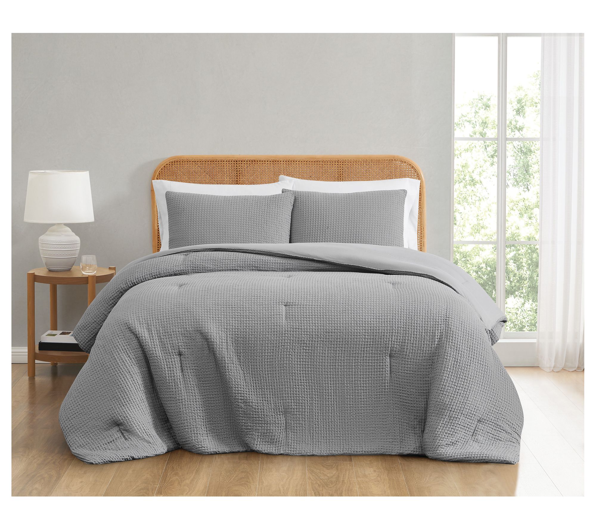 Truly Soft Textured Waffle Full/Queen 3 Piece Comforter Set