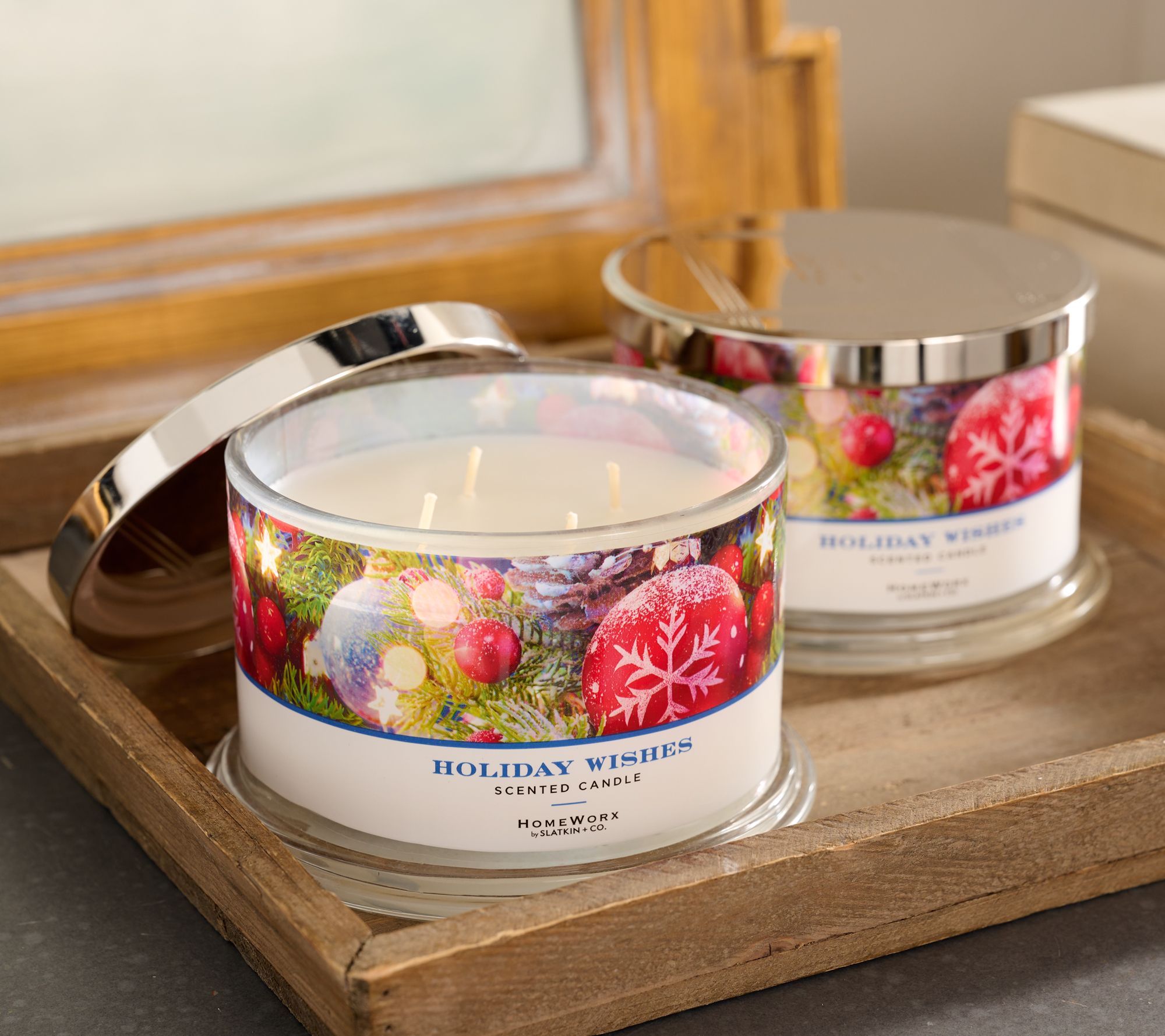 As Is HomeWorx By Slatkin Co S 2 Holiday Wishes Candles QVC Com   H463707.001