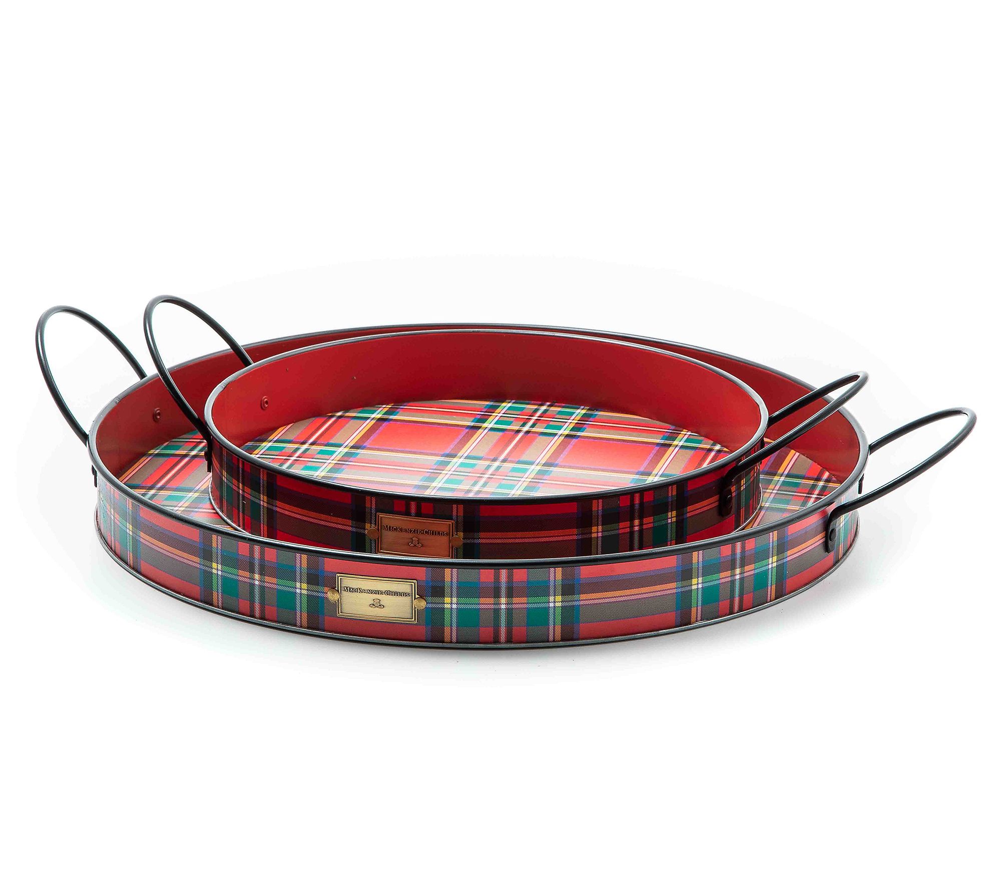 MacKenzie Childs Tartastic Set of 2 Serving Trays