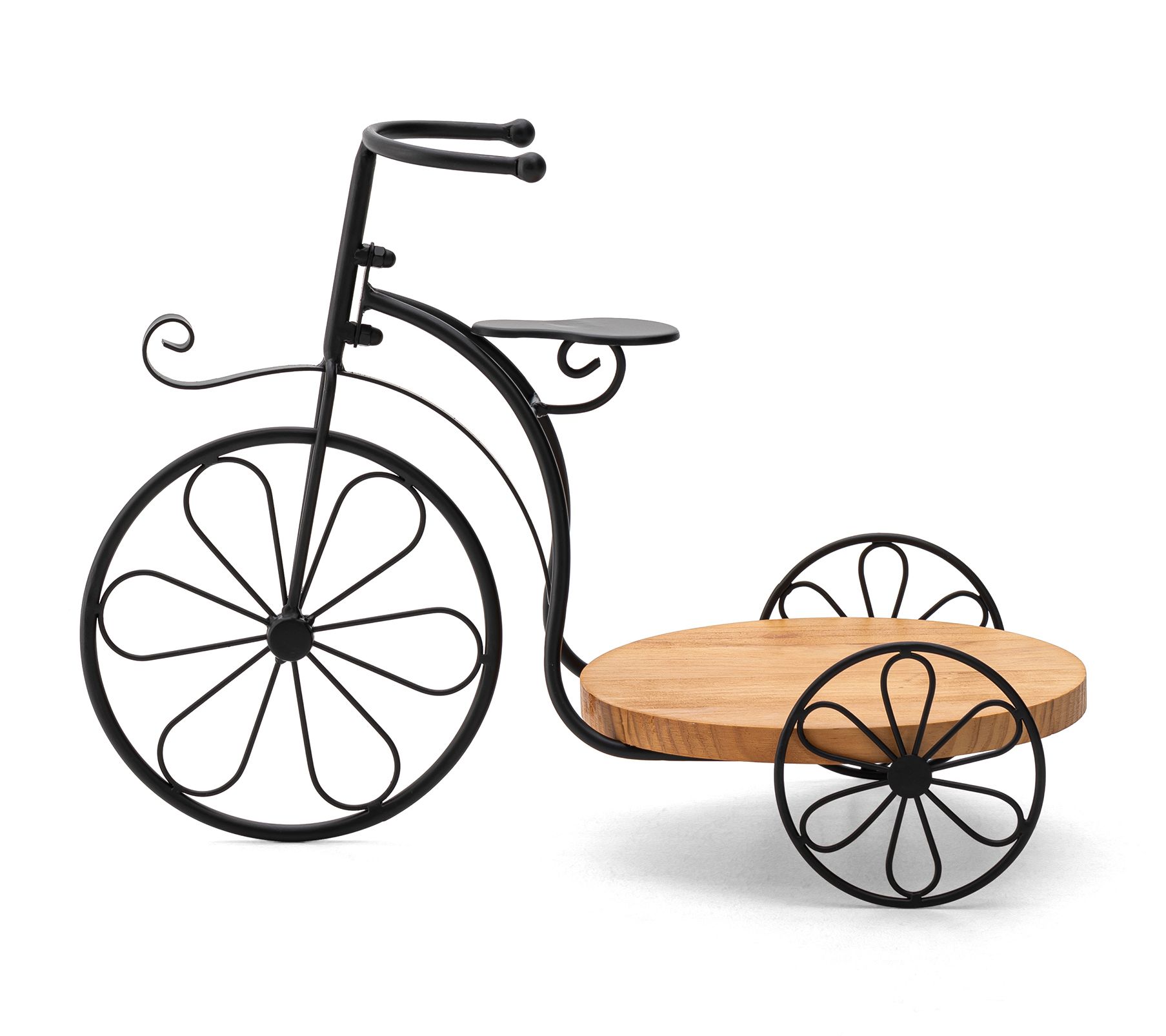 Glitzhome 18" Metal Tricycle Planter Stand withWood Tray