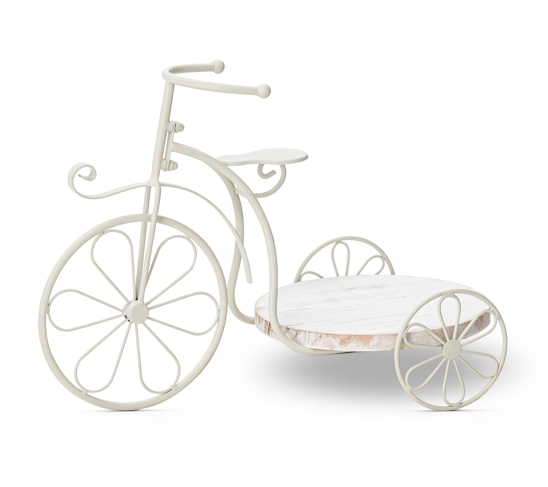 Glitzhome 18" Metal Tricycle Planter Stand withWood Tray
