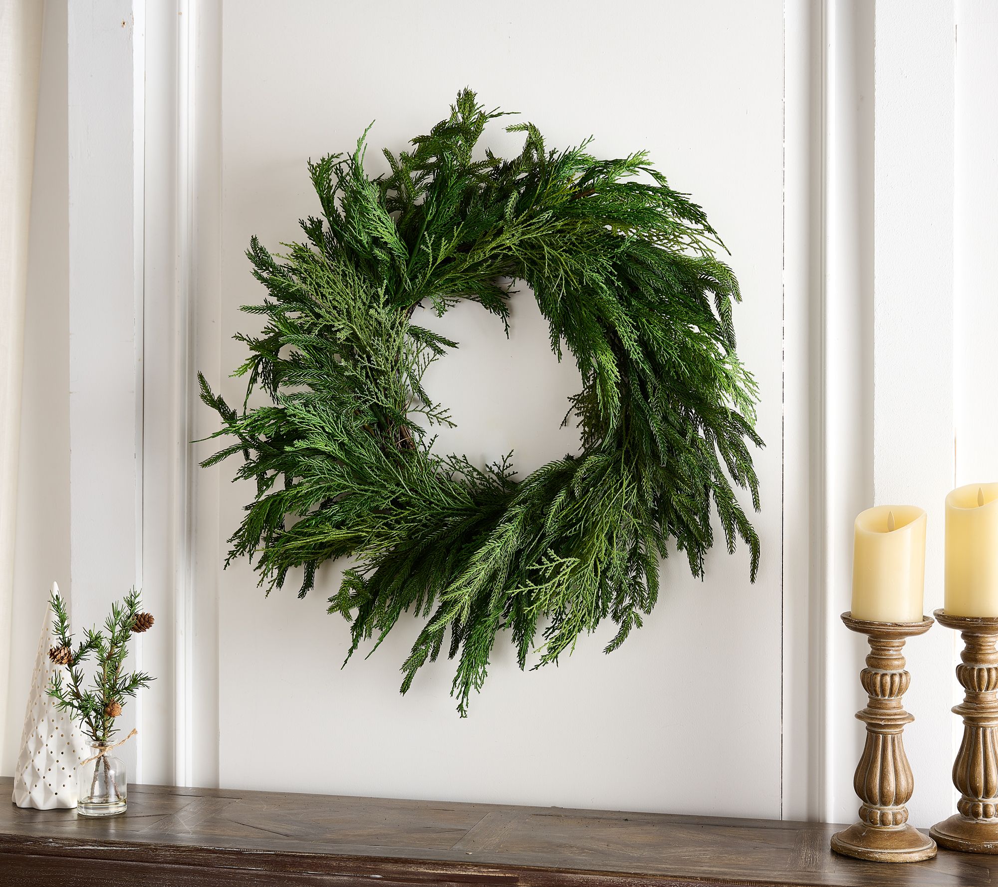 Simply Stunning 28" Real Touch Norfolk Pine Wreath by Janine Graff