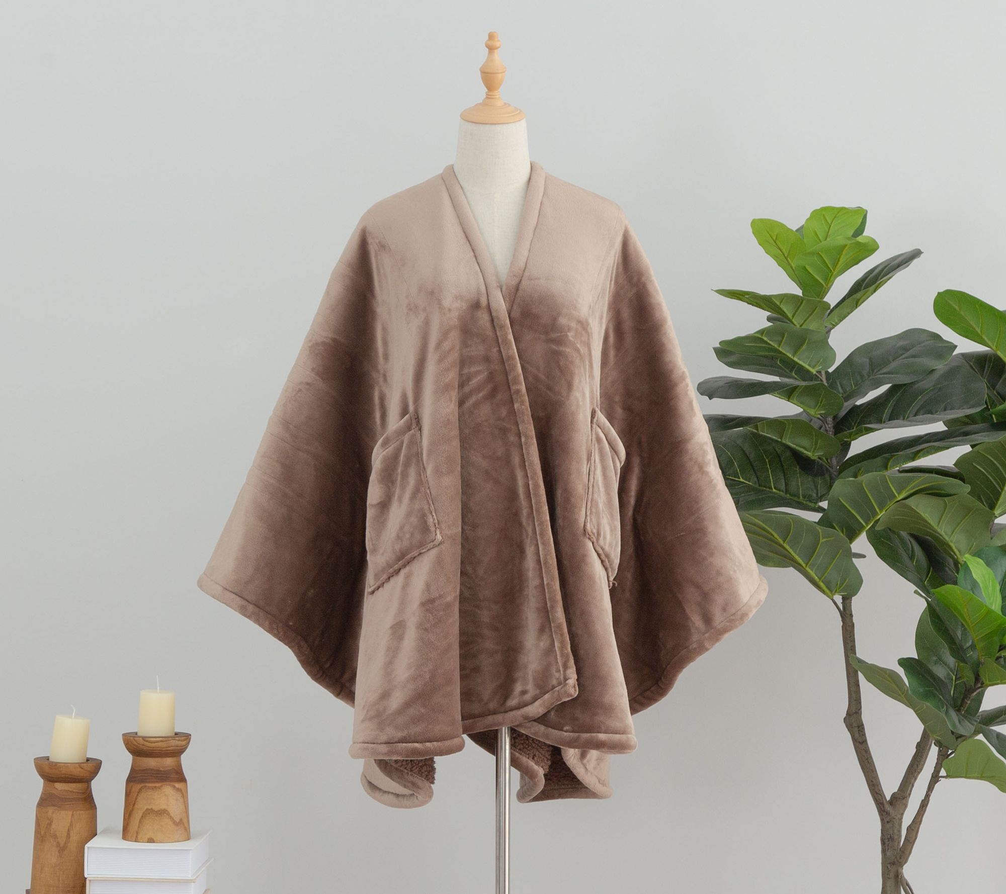 Berkshire Velvetsoft & Sherpa Heated Wearable Throw