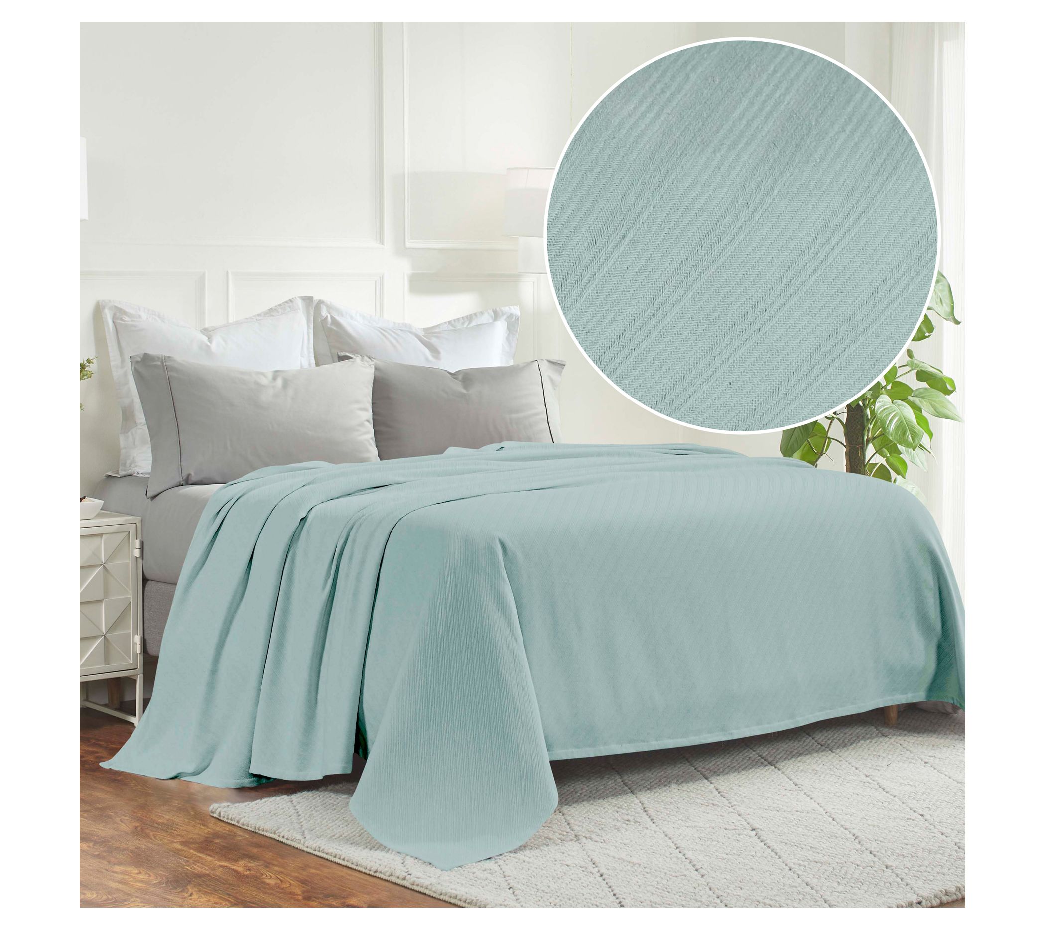 Superior Milan Cotton Textured Striped Woven Blanket,Cal King - QVC.com