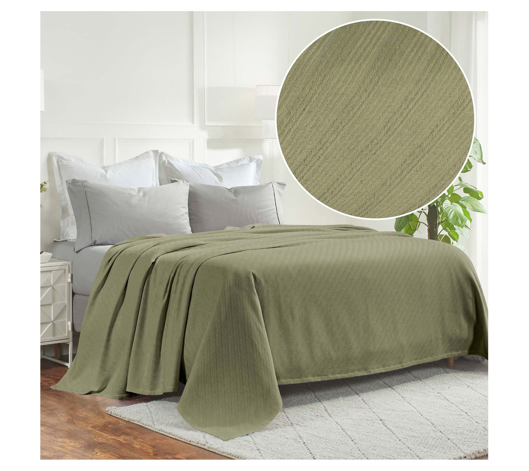 Superior Milan Cotton Textured Striped Woven Blnket,Cal King