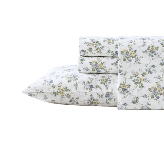 Laura Ashley Le Fleur Blue Twin Sheet Set