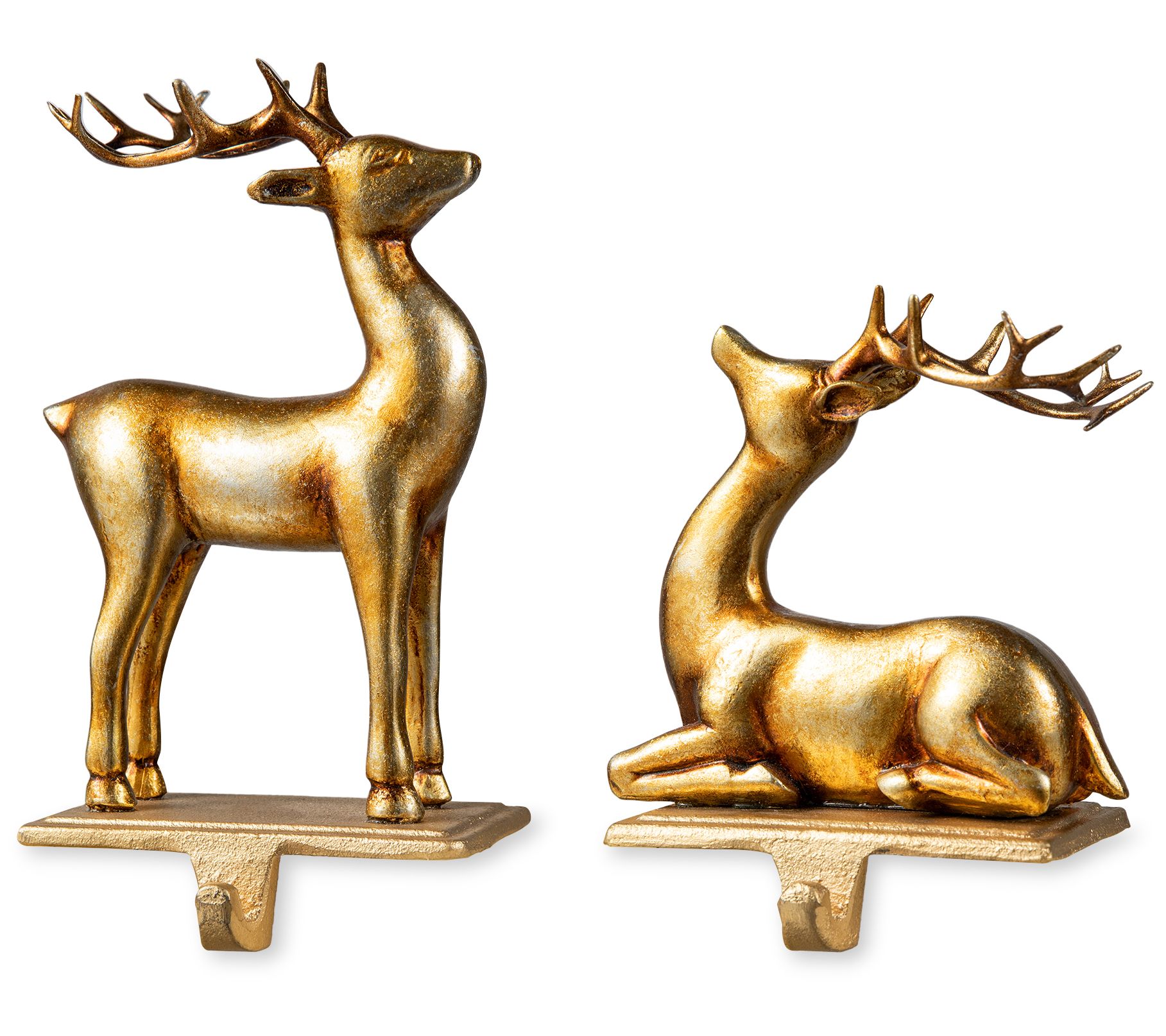 Glitzhome Pair of Reindeer Christmas Stocking Holders S/2