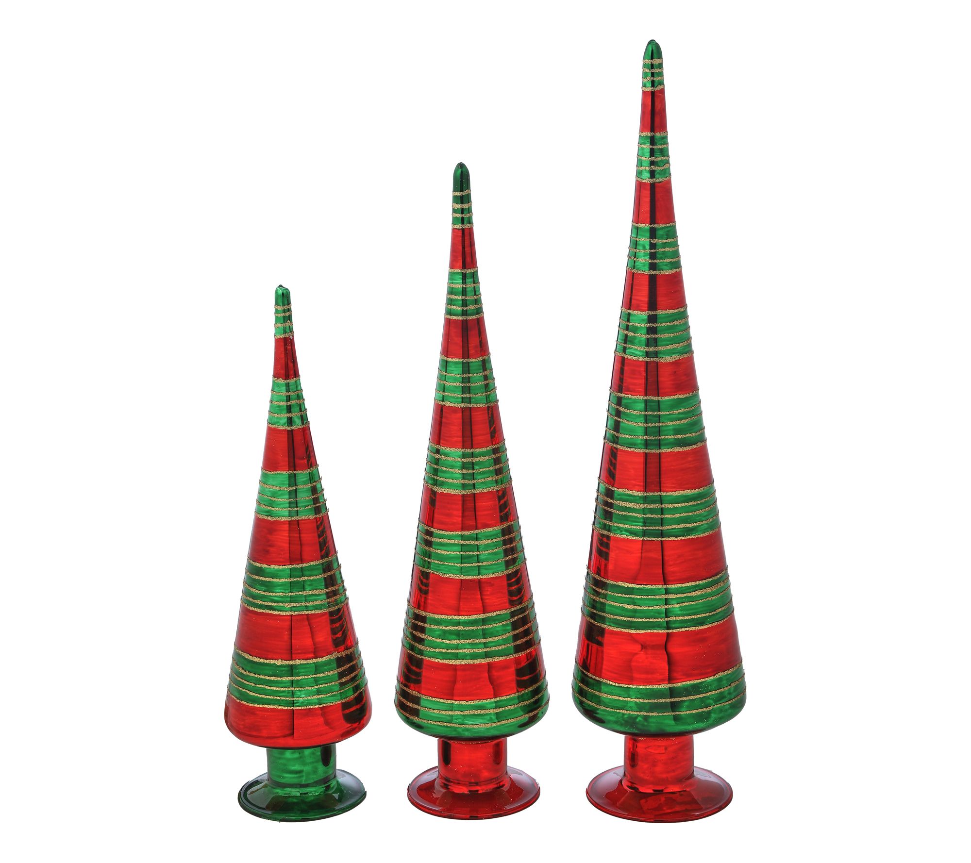 12-18" Glass St ripe Tree Set o f 3 By Valerie