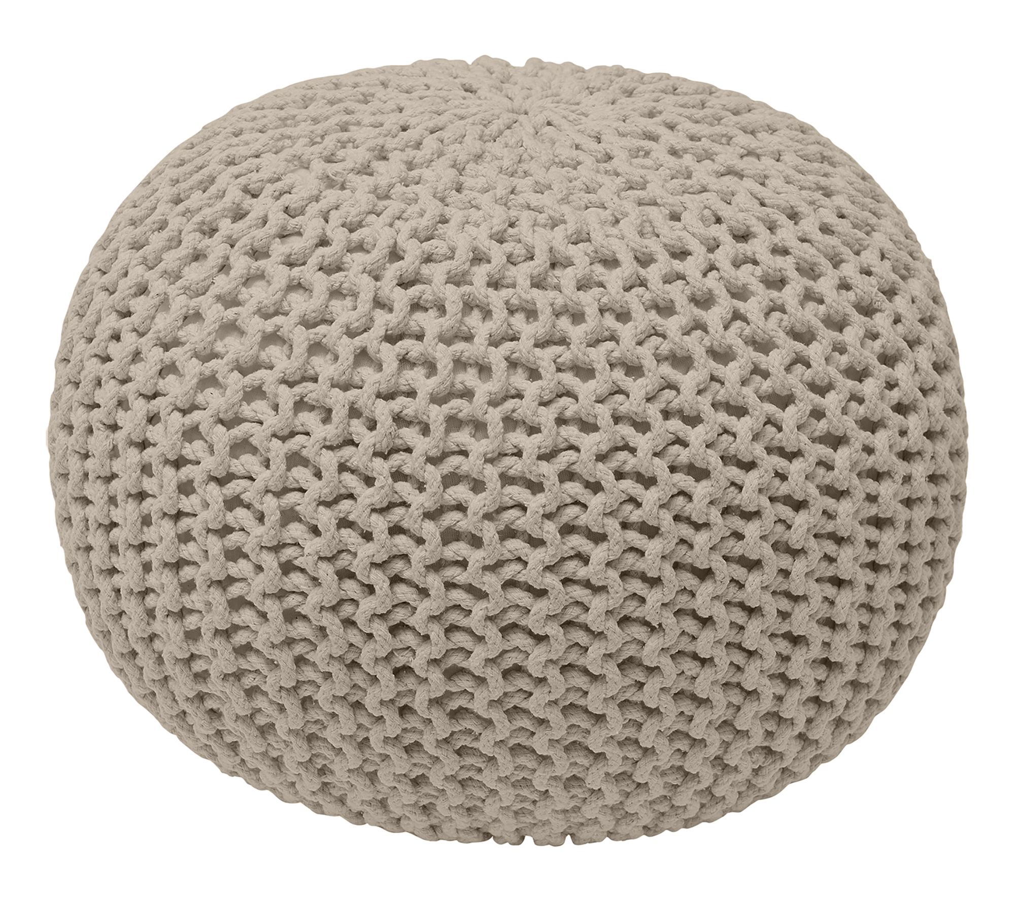 Ornavo Home Cotton Hand Knitted Cable Braid Pou f Ottoman