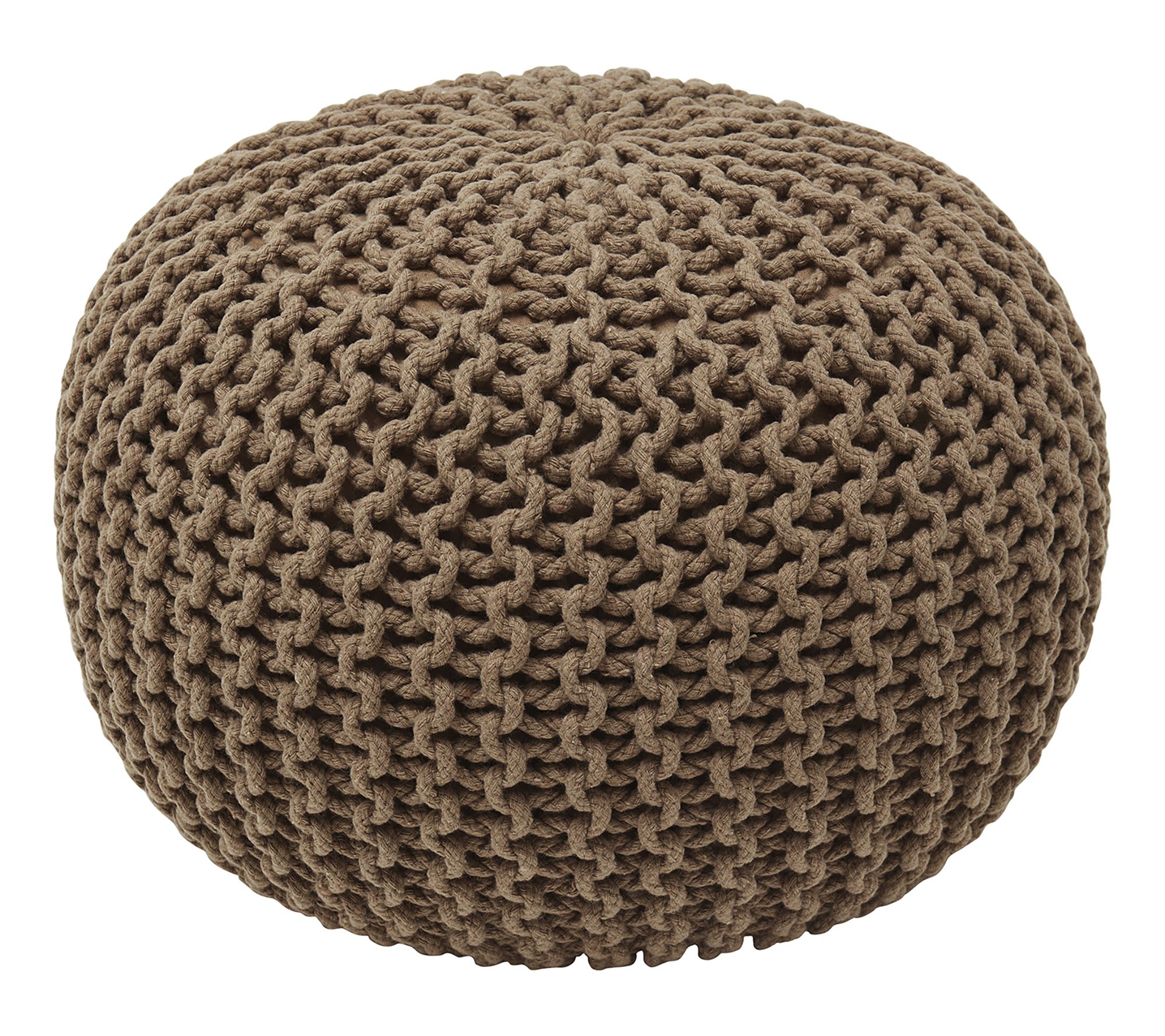 Ornavo Home Cotton Hand Knitted Cable Braid Pou f Ottoman