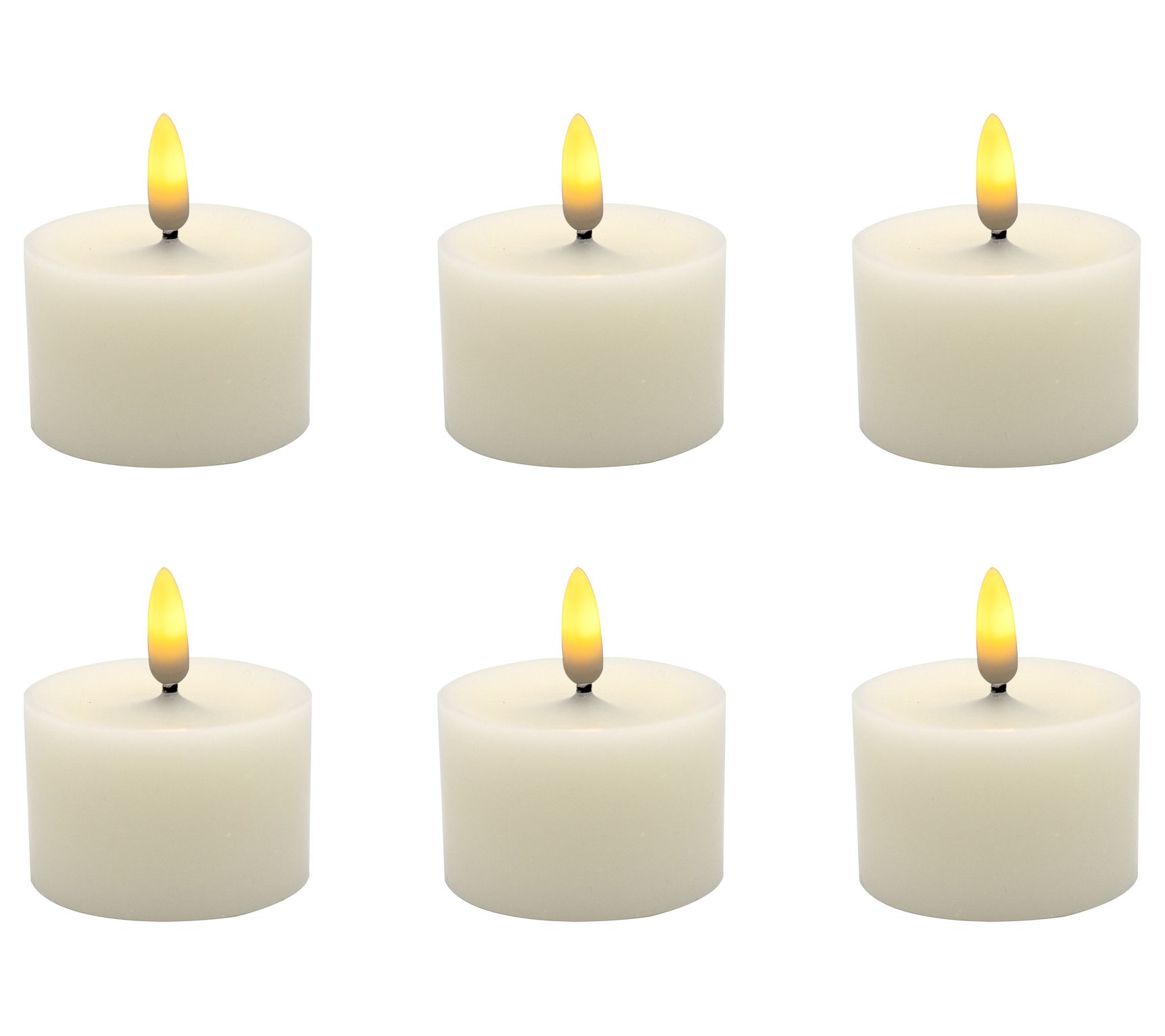 LumaBase Battery Operated 3D Wick Flame Wax Candles- Set of 6