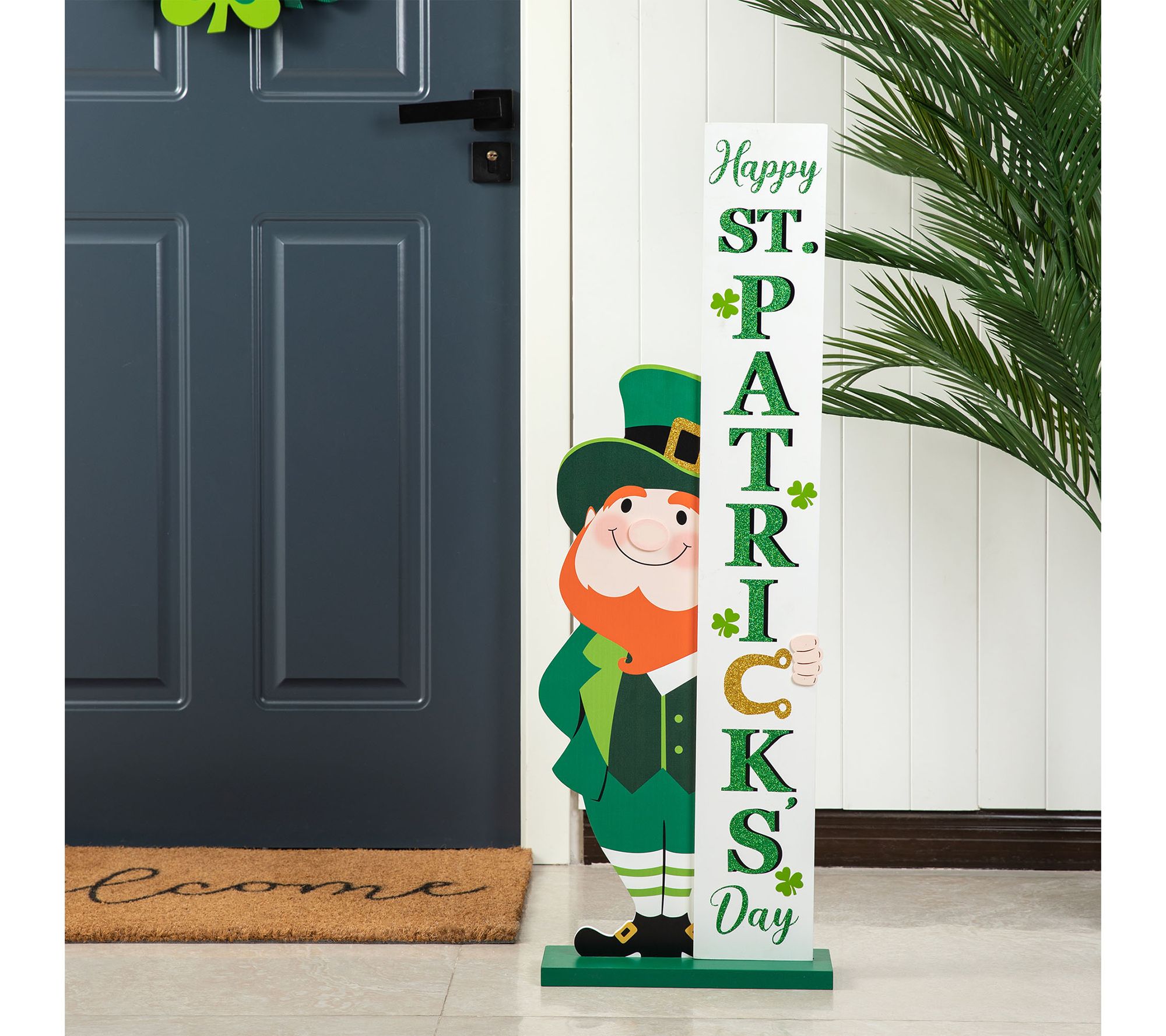 Glitzhome 36"H Leprechaun HAPPY ST.PATRICK'S DAY Porch Sign
