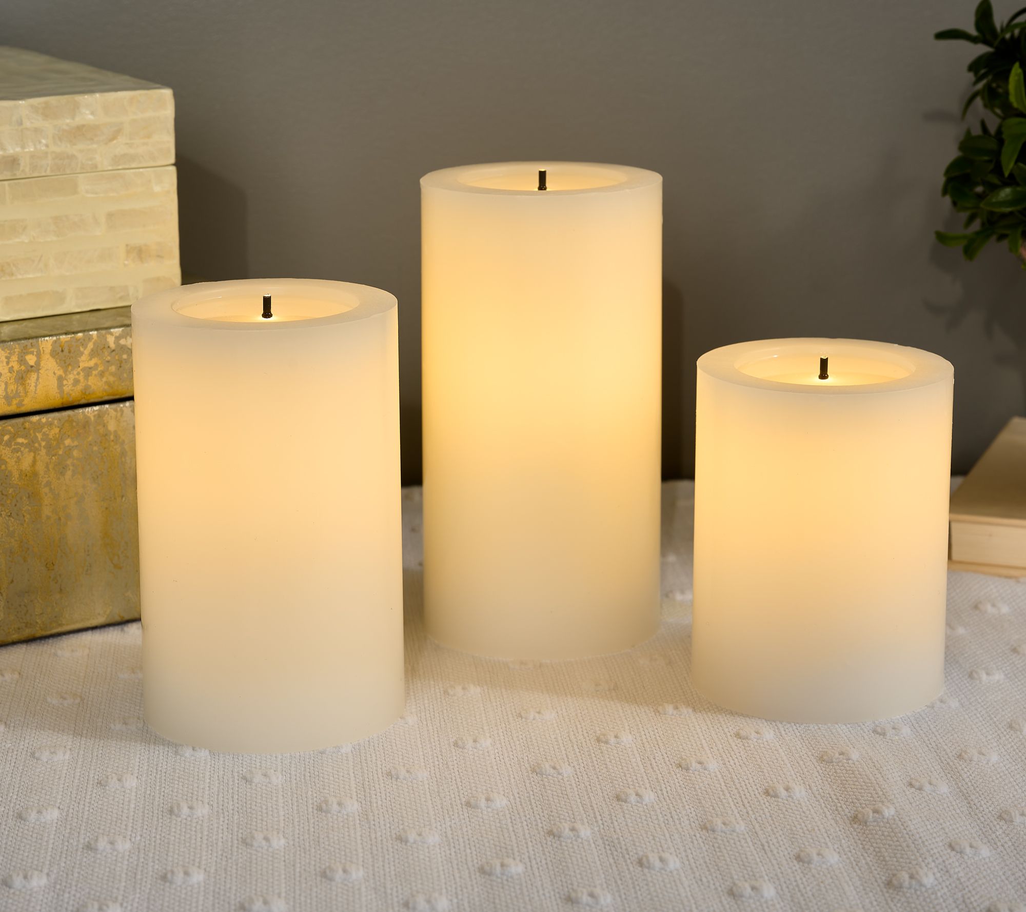 "As Is" Bethlehem_Light S/3 Fiber Optic Flameless Pillars
