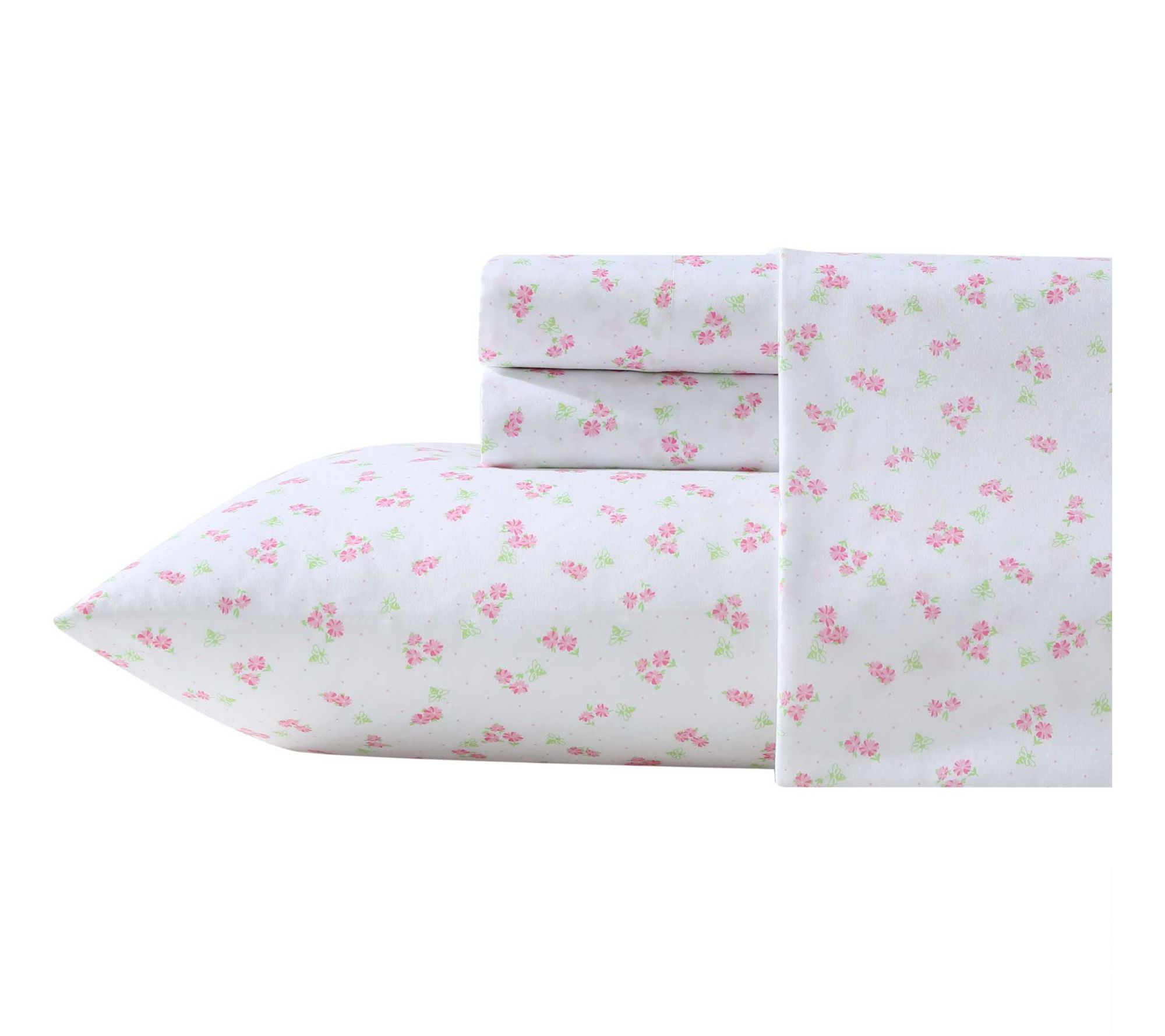 Laura Ashley Busy Bee Pink-Green Twin Sheet Set
