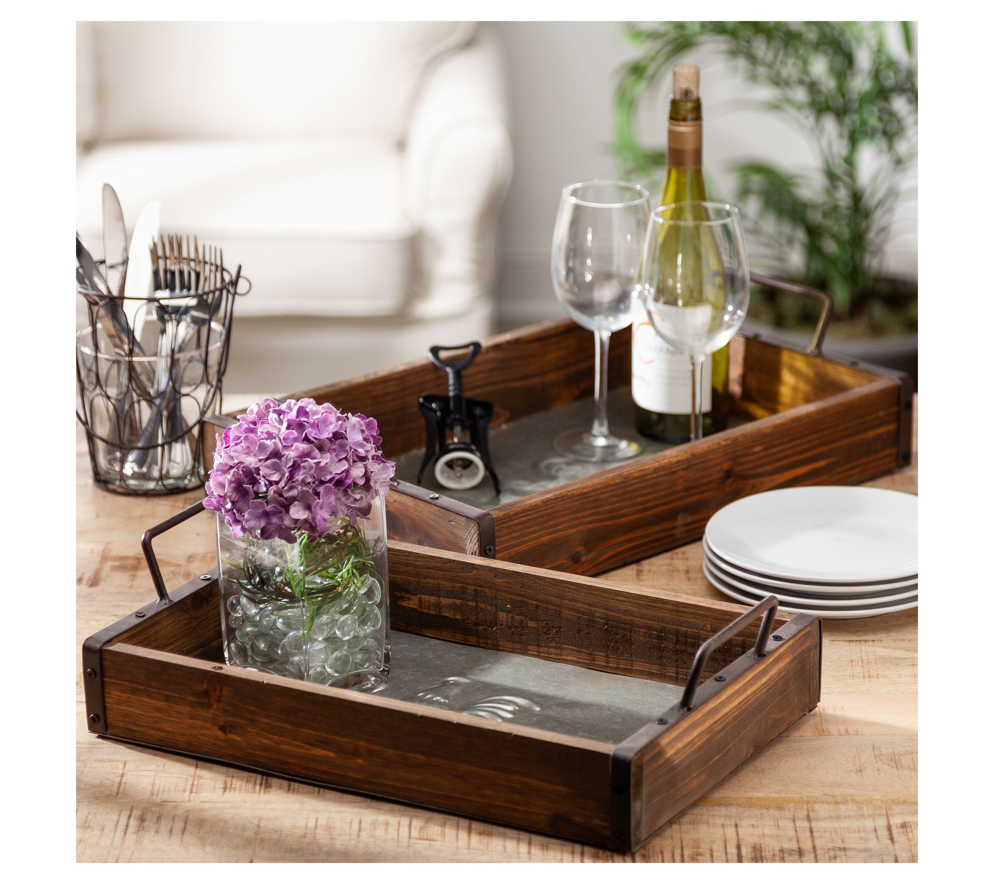 Metal and Wood Decorative Trays by Gerson International