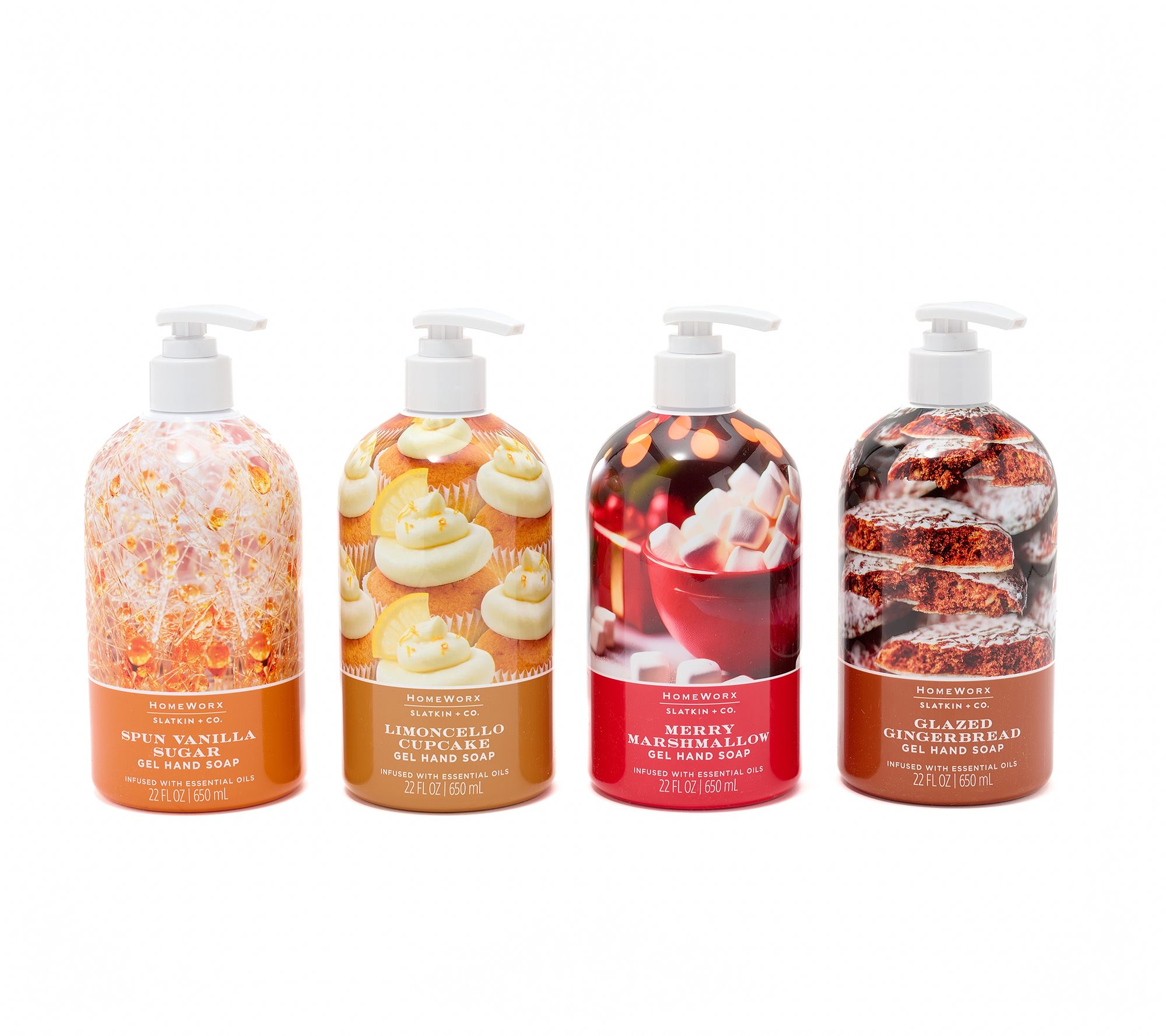 HomeWorx by Slatkin + Co. S/4 22oz Sweet & Cozy Gel Hand Soaps