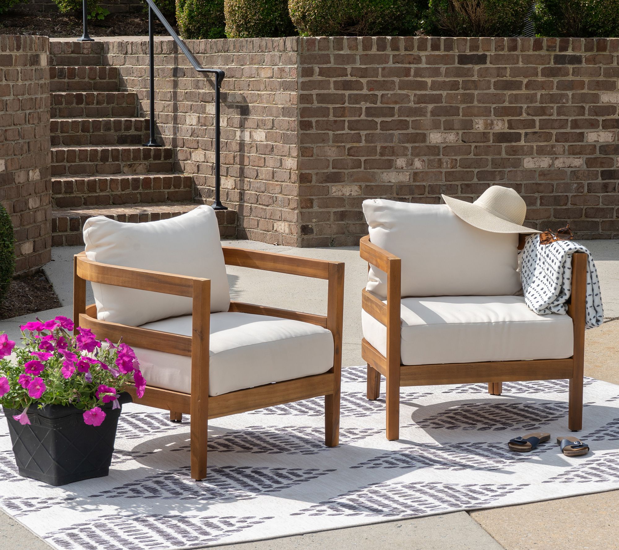 Linon Home Breton Outdoor Brown Club Chairs Setof 2