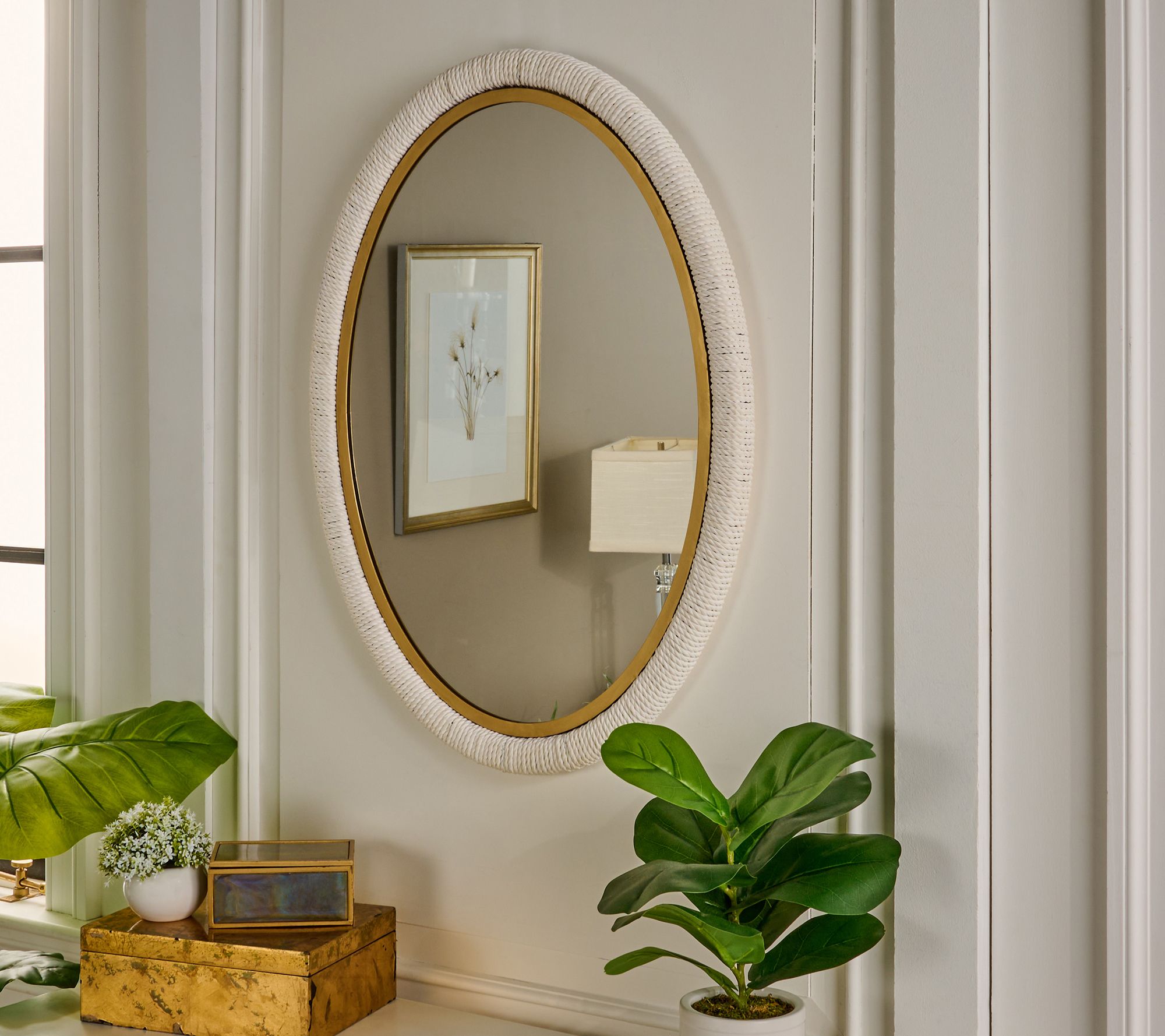 "As Is" Home Reflections 22"x30" Oval Rattan Wall Mirror