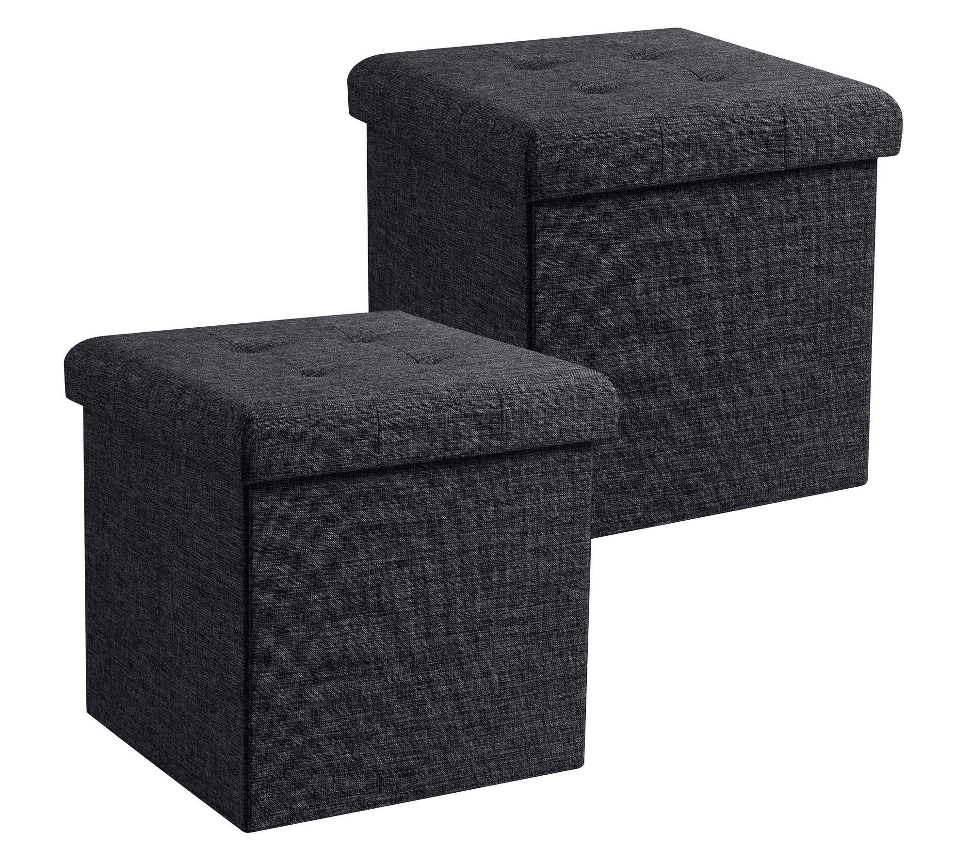 Ornavo Home 2-Pack Linen Square Storage Ottoman