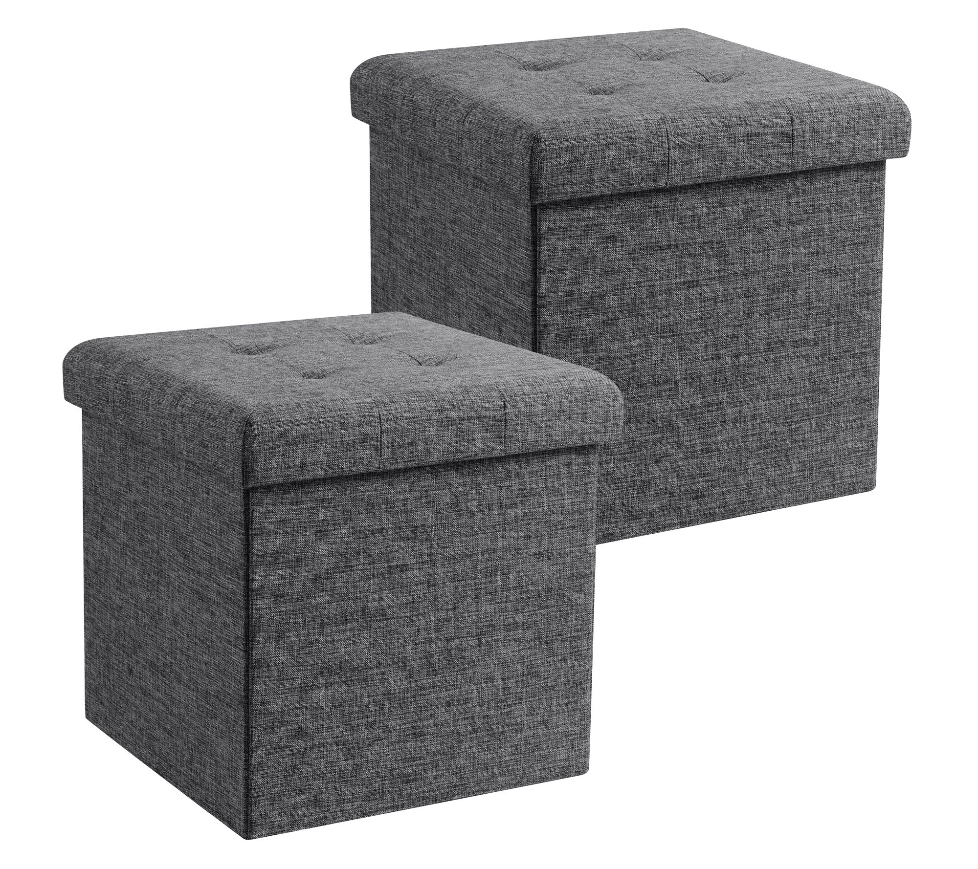 Ornavo Home 2-Pack Linen Square Storage Ottoman