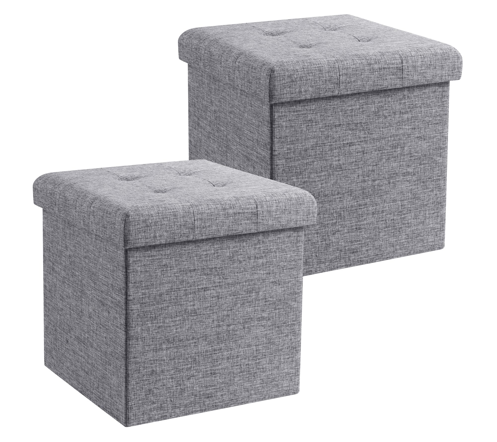 Ornavo Home 2-Pack Linen Square Storage Ottoman