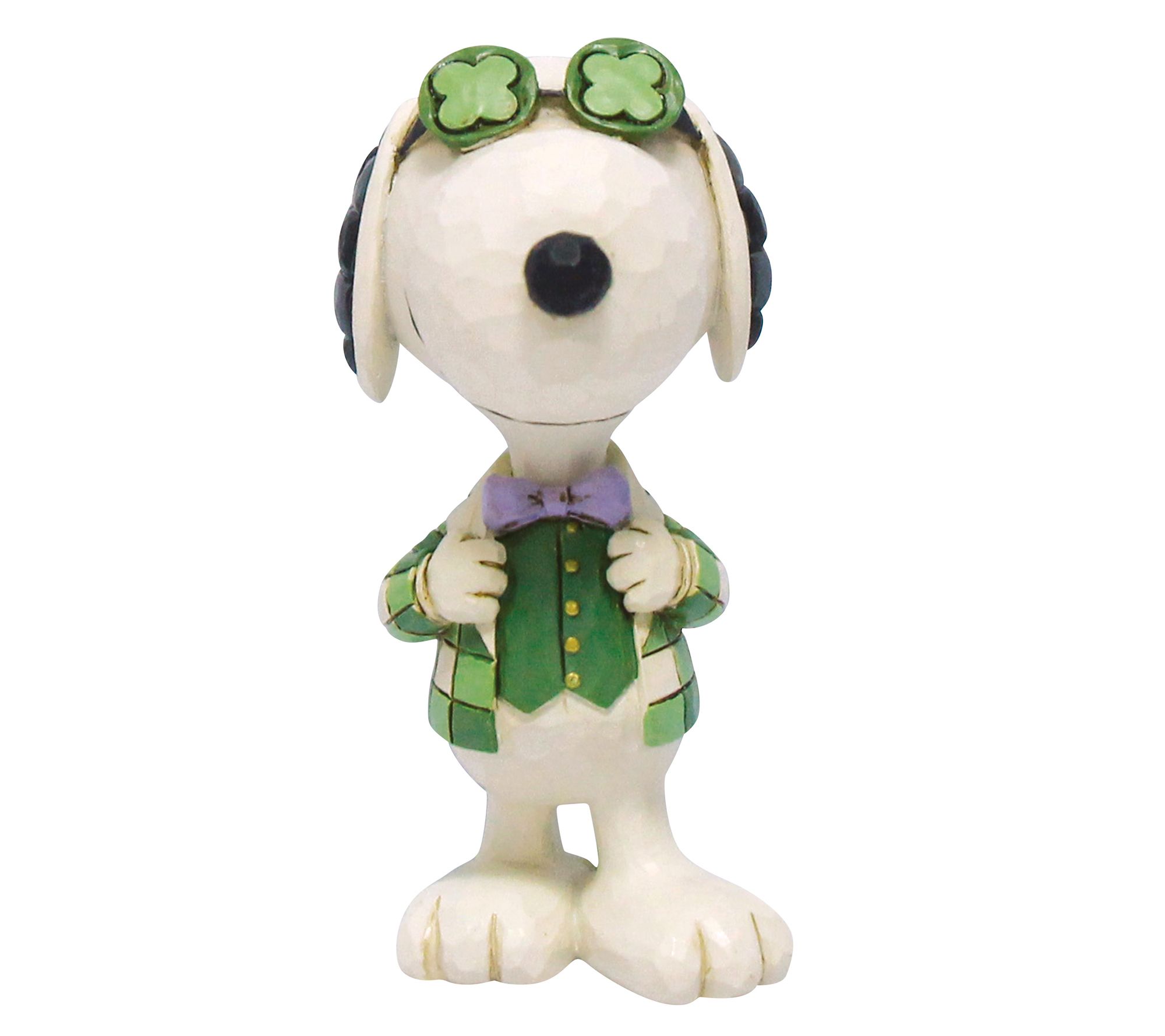 Peanuts by Jim Shore Snoopy Shamrock Glasses Mini Figurine 3"H