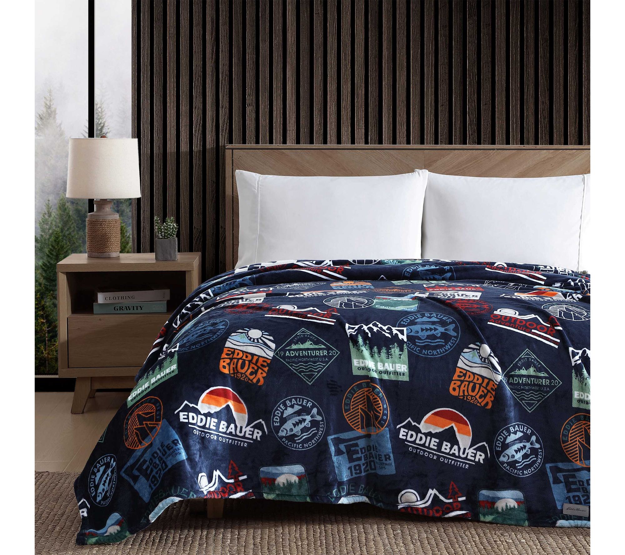 Eddie Bauer Stamps Plush Fleece King Blanket