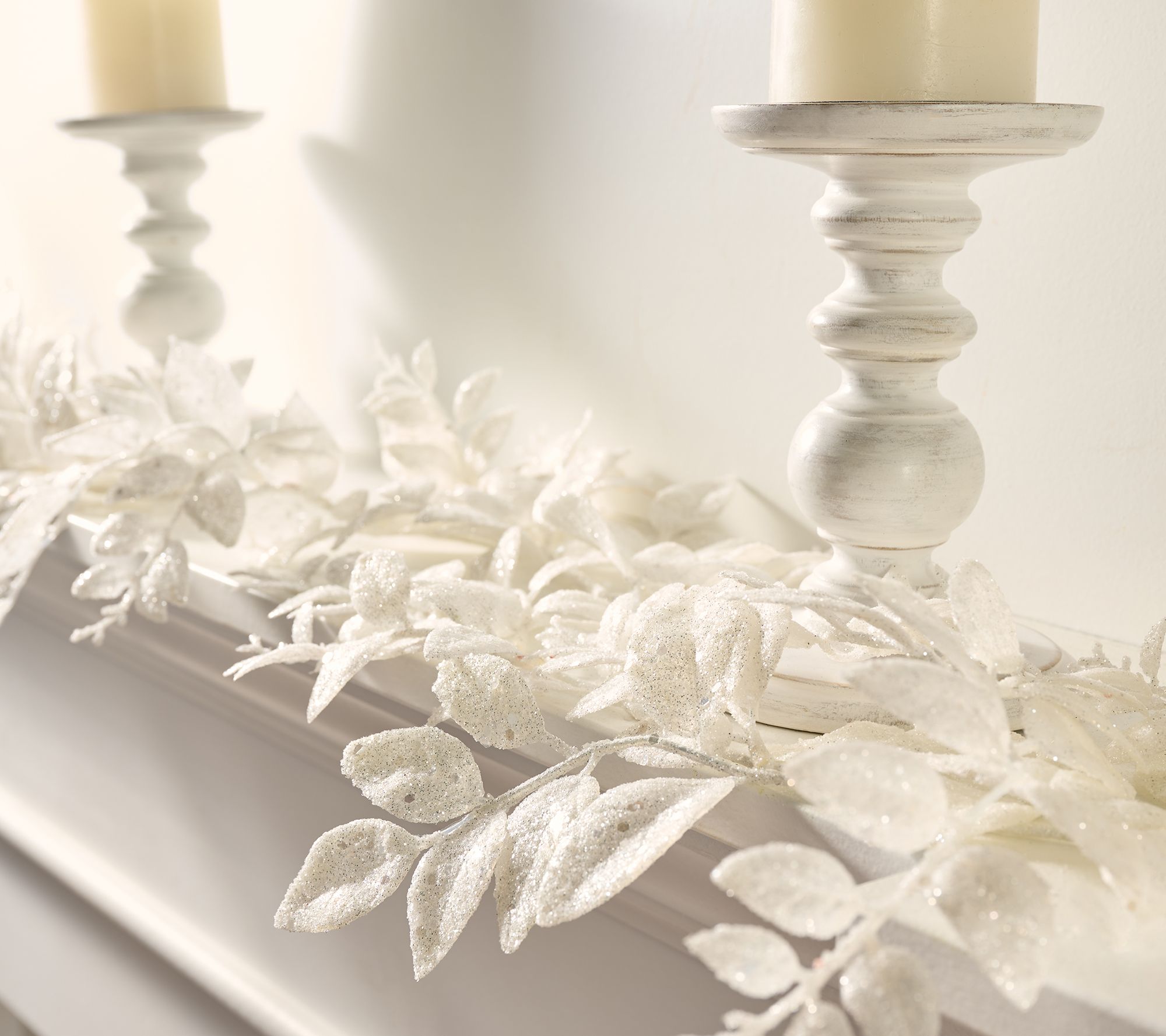 "As Is" Set of 2 4' Glittered Leaf Garlands by Valerie