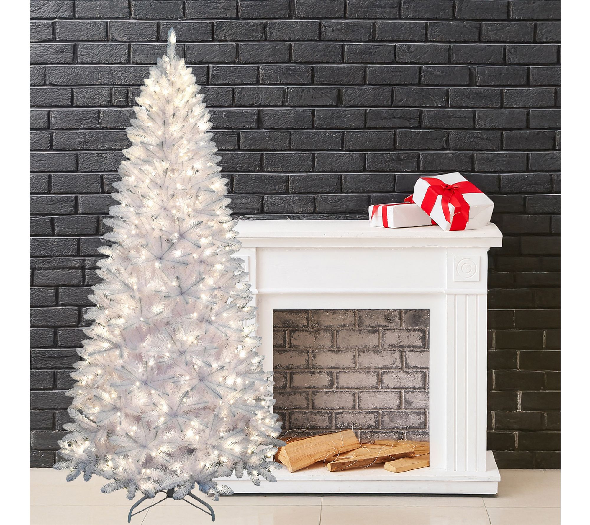 Santa's Workshop 8ft PVC White Iridescent Treewith lights