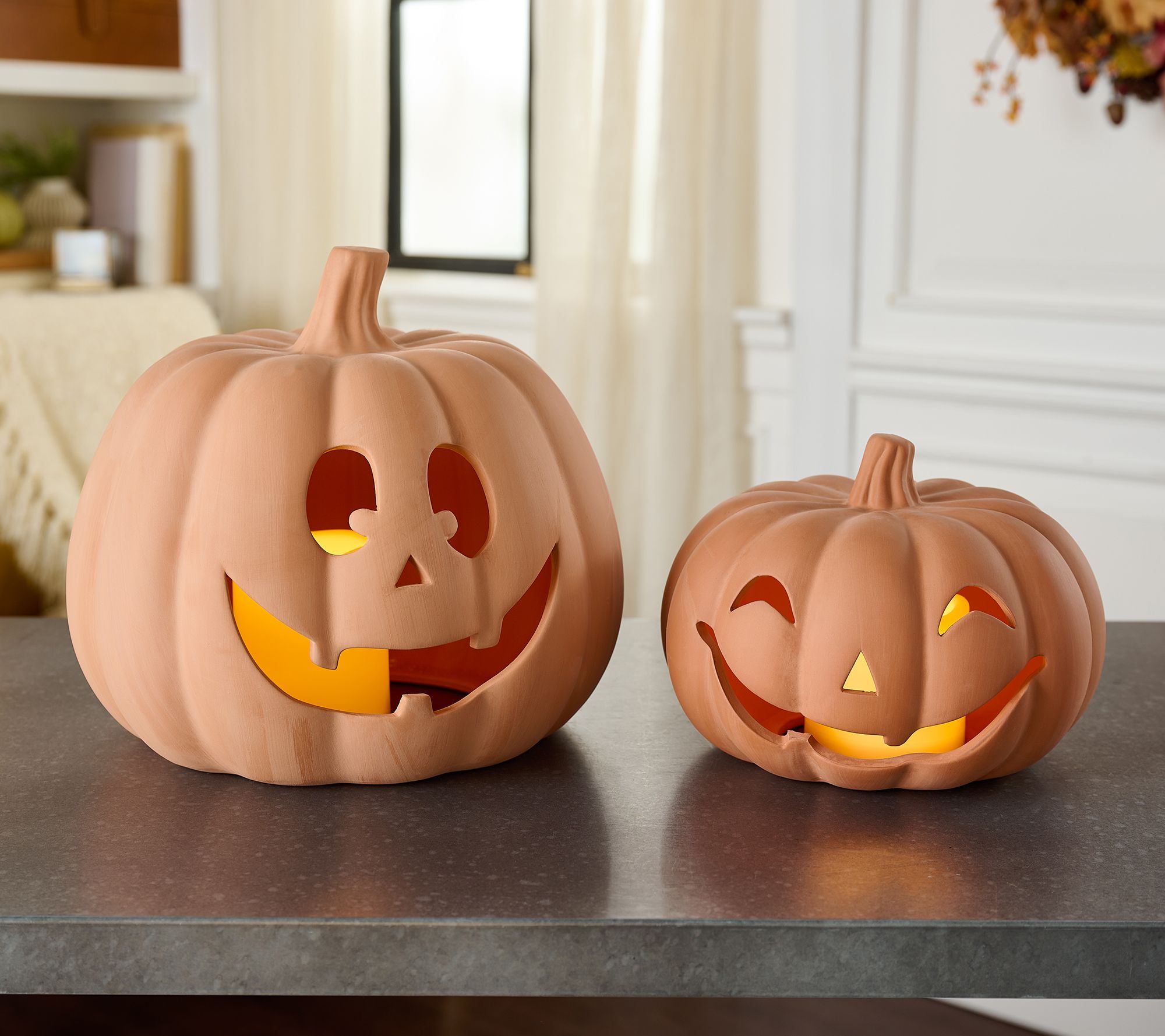 "As Is" Home Reflections S/2 In/Outdoor Lit Jack-O-Lantern