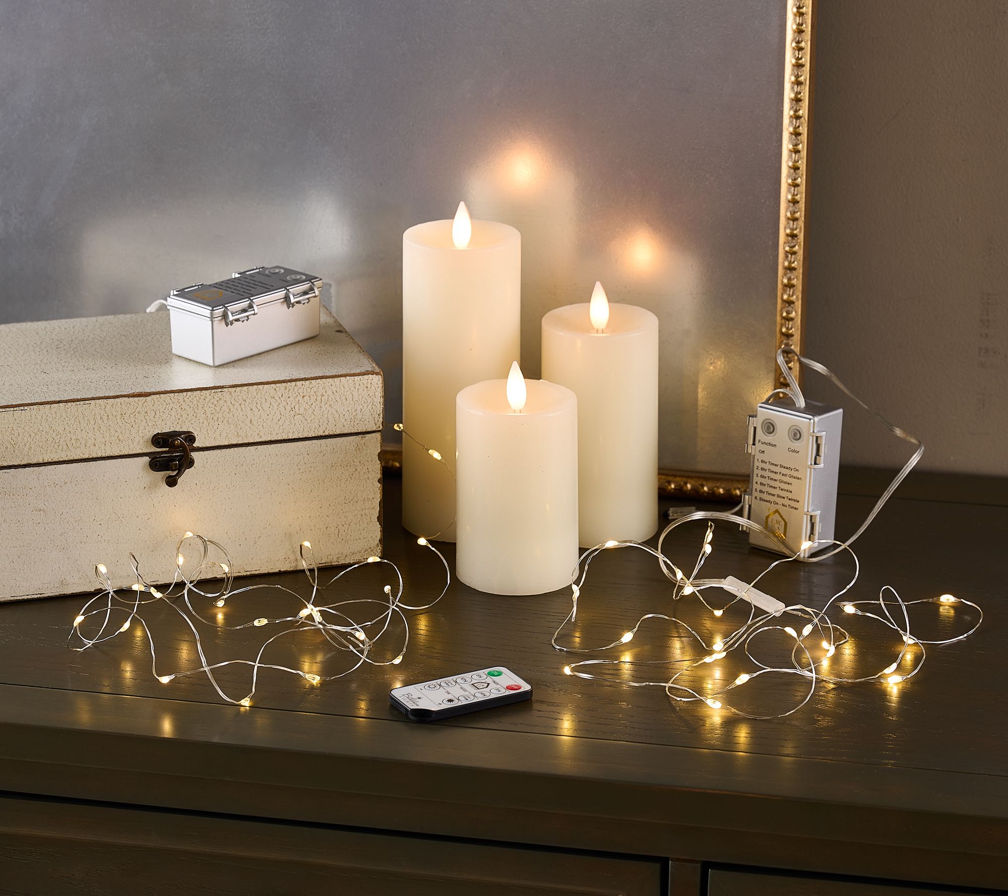 "As Is" Set of 2 Color Flip Fairy Lights with Remote by Kim Gravel