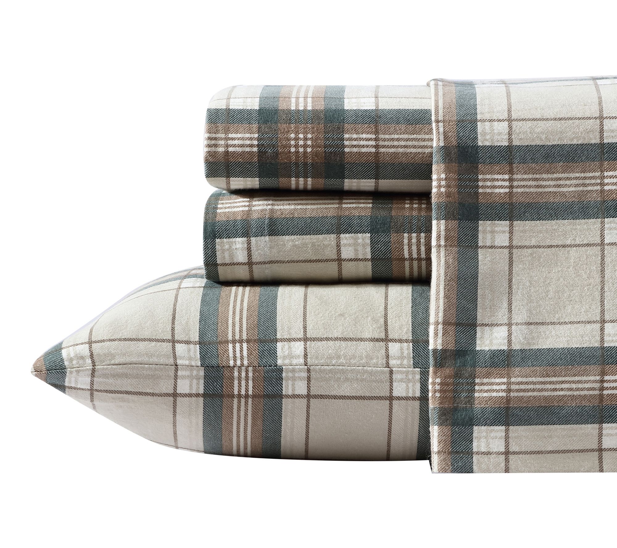 Eddie Bauer Edgewood Plaid Green Cotton Twin Sheet Set