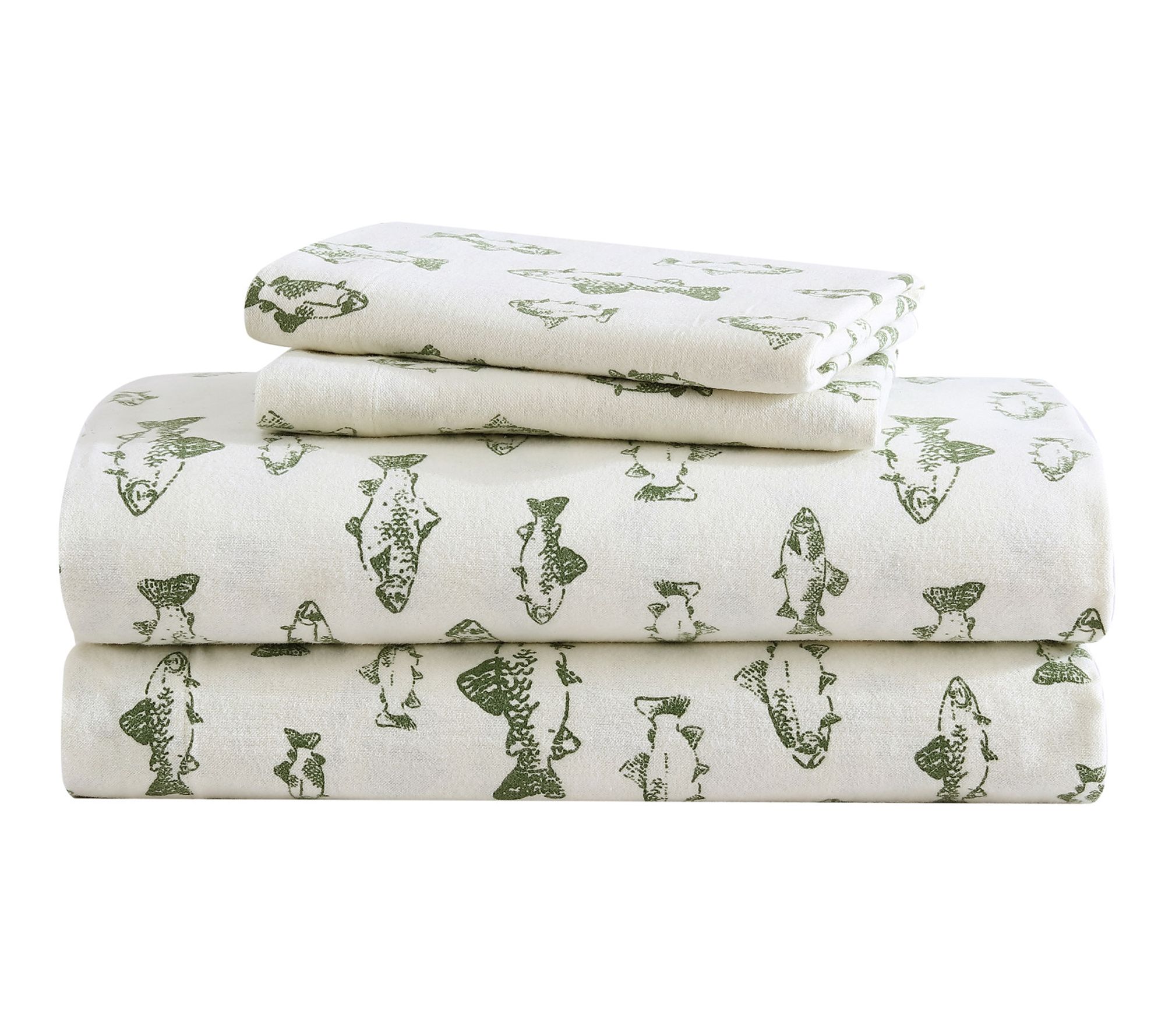 Eddie Bauer School Of Fish Green Cotton King Sheet Set