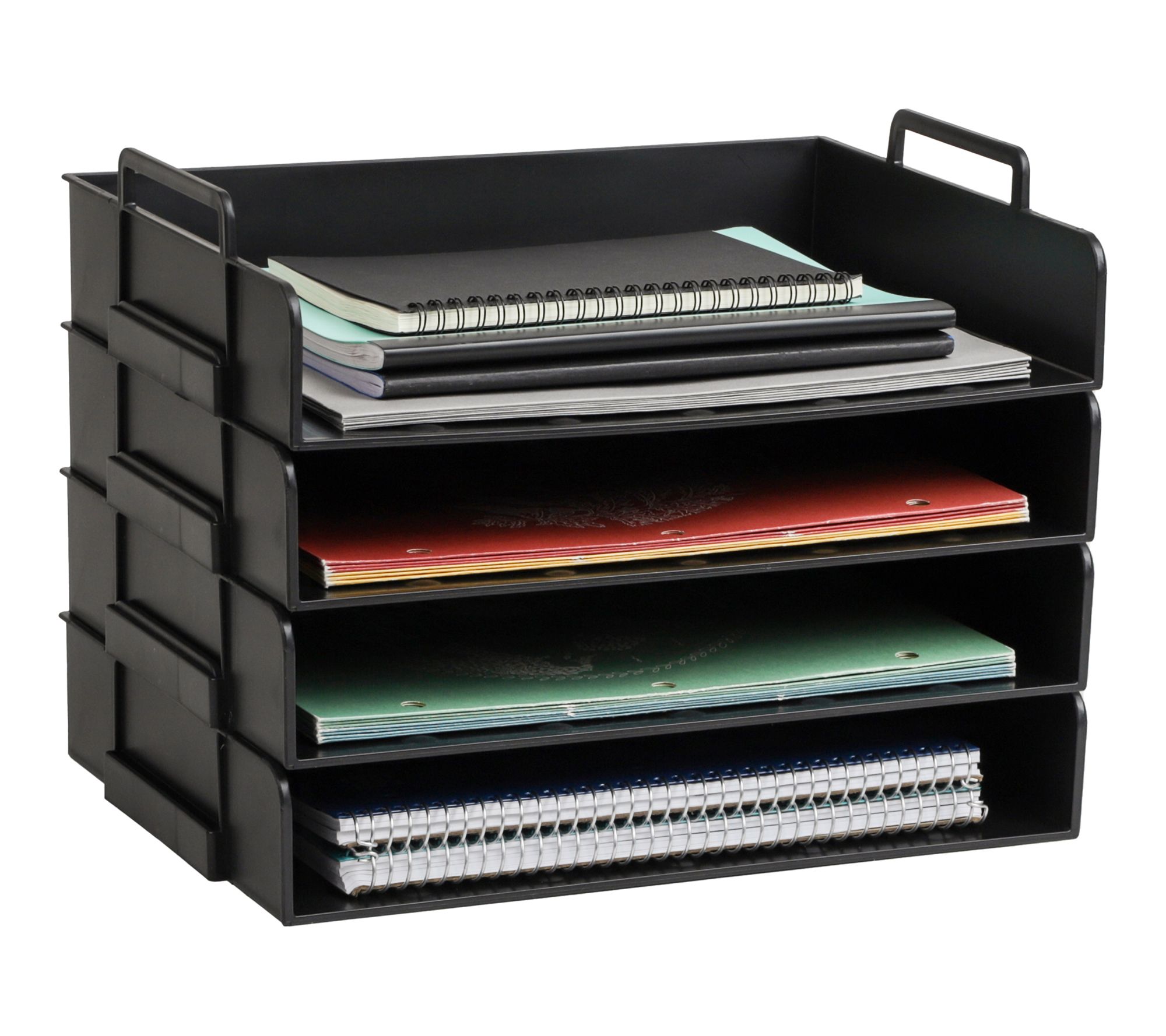 Mind Reader Stackable Paper Tray, 4 Piece, Black