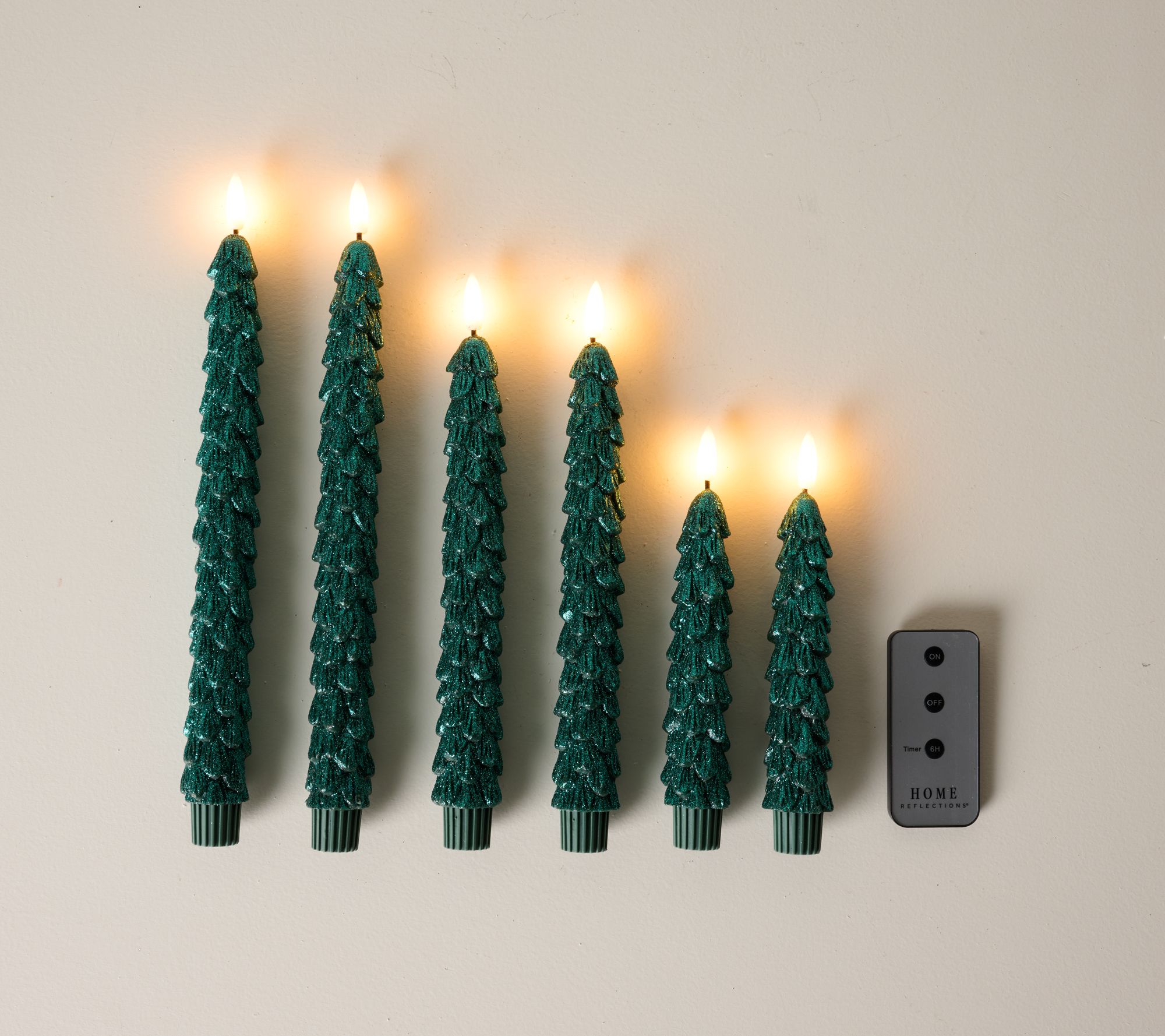  Home Reflections S/6 Flocked Flameless Tree Tapers